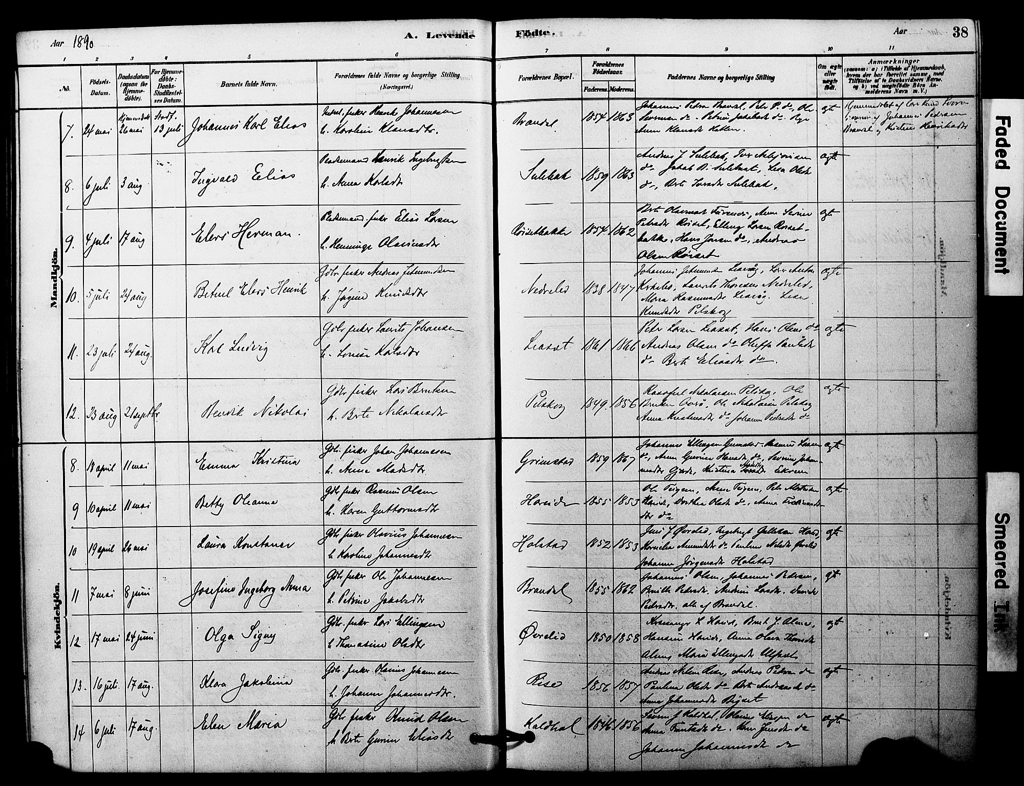 Ministerialprotokoller, klokkerbøker og fødselsregistre - Møre og Romsdal, AV/SAT-A-1454/510/L0122: Parish register (official) no. 510A02, 1878-1897, p. 38