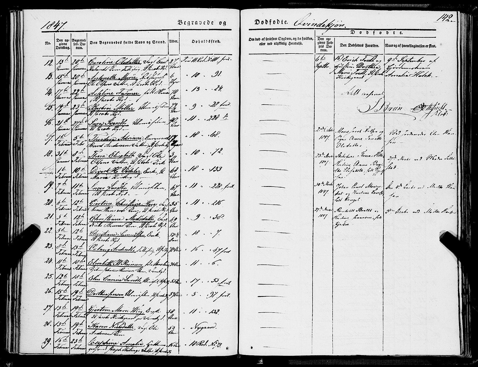 Domkirken sokneprestembete, AV/SAB-A-74801/H/Haa/L0040: Parish register (official) no. E 1, 1841-1853, p. 142