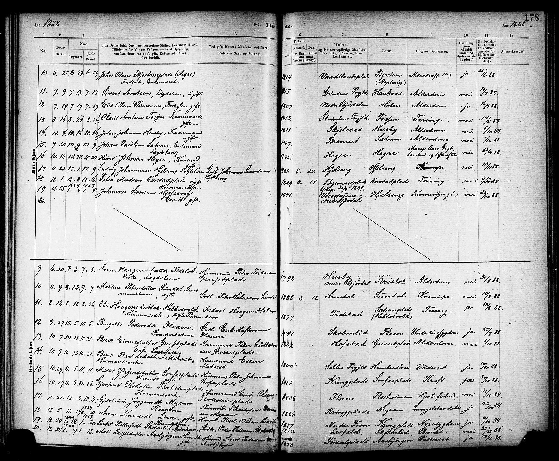 Ministerialprotokoller, klokkerbøker og fødselsregistre - Nord-Trøndelag, AV/SAT-A-1458/703/L0030: Parish register (official) no. 703A03, 1880-1892, p. 178