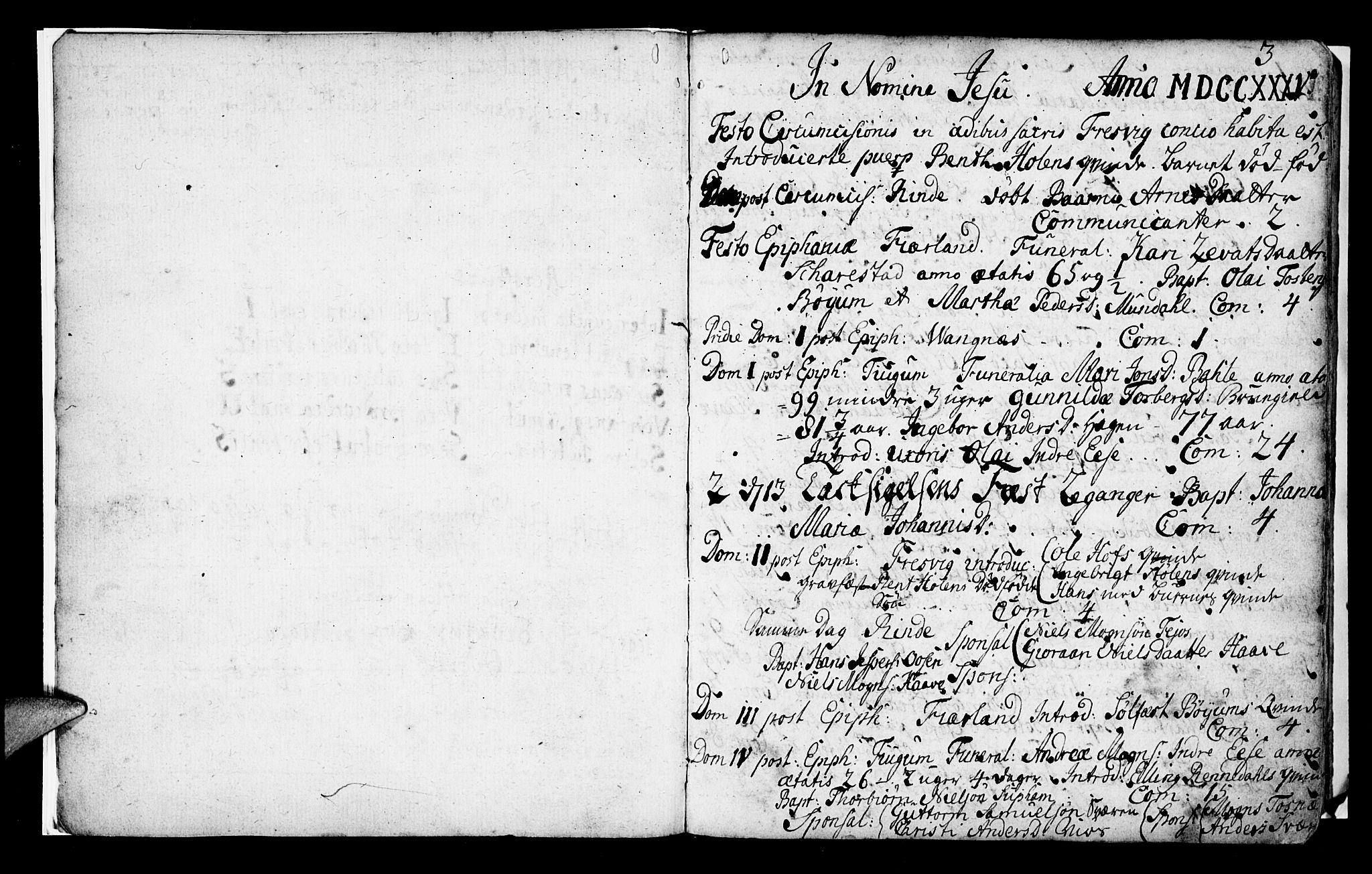 Leikanger sokneprestembete, SAB/A-81001: Parish register (official) no. A 2, 1735-1756, p. 3