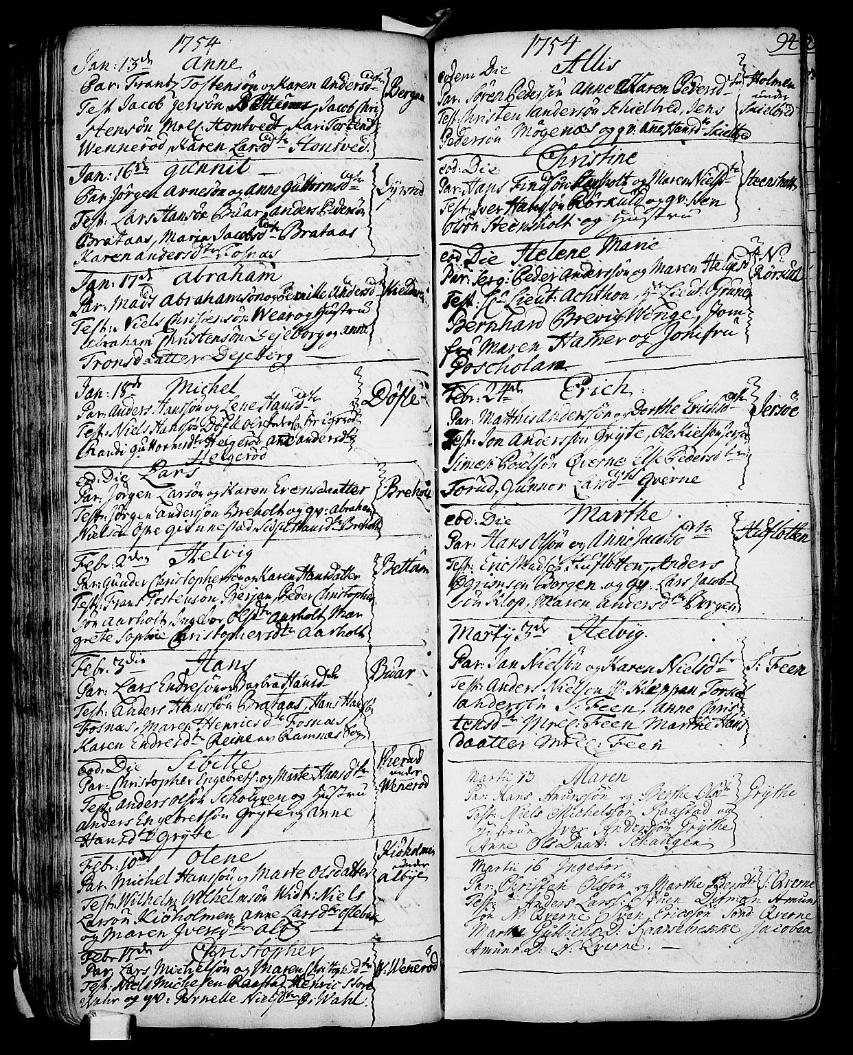 Stokke kirkebøker, AV/SAKO-A-320/F/Fa/L0002: Parish register (official) no. I 2, 1732-1770, p. 94