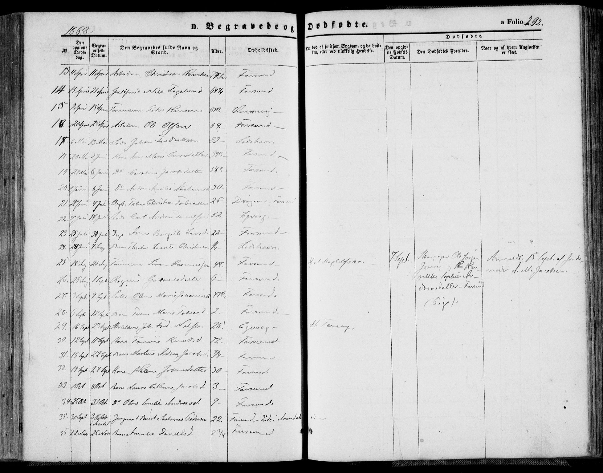 Farsund sokneprestkontor, SAK/1111-0009/F/Fa/L0005: Parish register (official) no. A 5, 1863-1886, p. 292