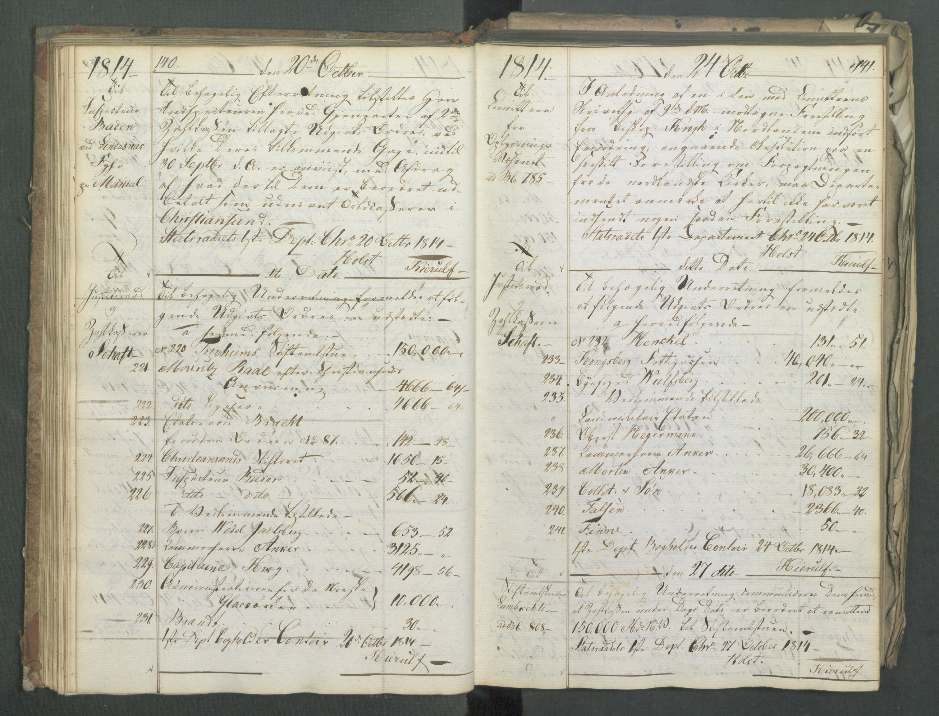 Departementene i 1814, AV/RA-S-3899/Fa/L0011: Bokholderkontoret - Kopibok, 1814, p. 140-141