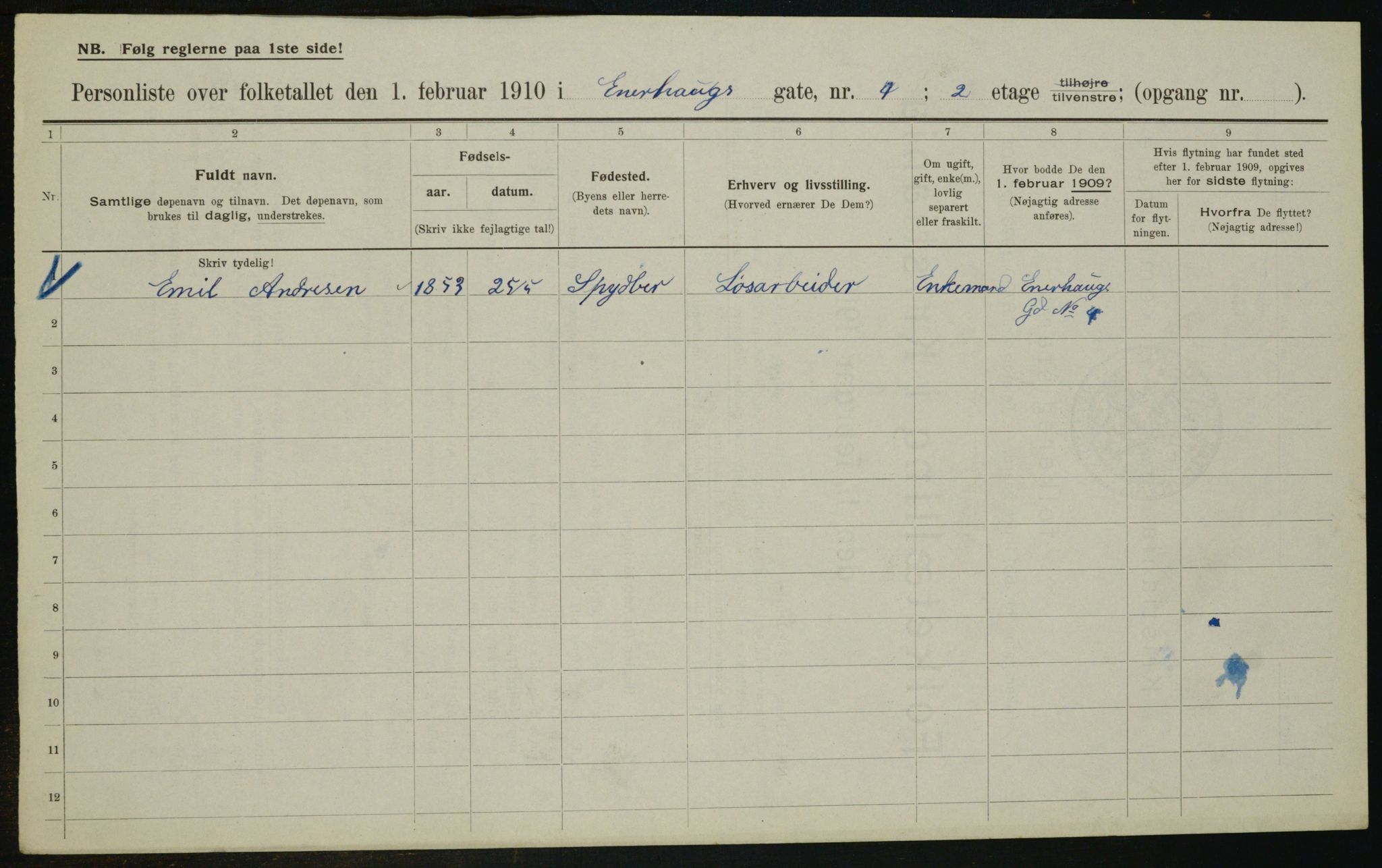 OBA, Municipal Census 1910 for Kristiania, 1910, p. 19699