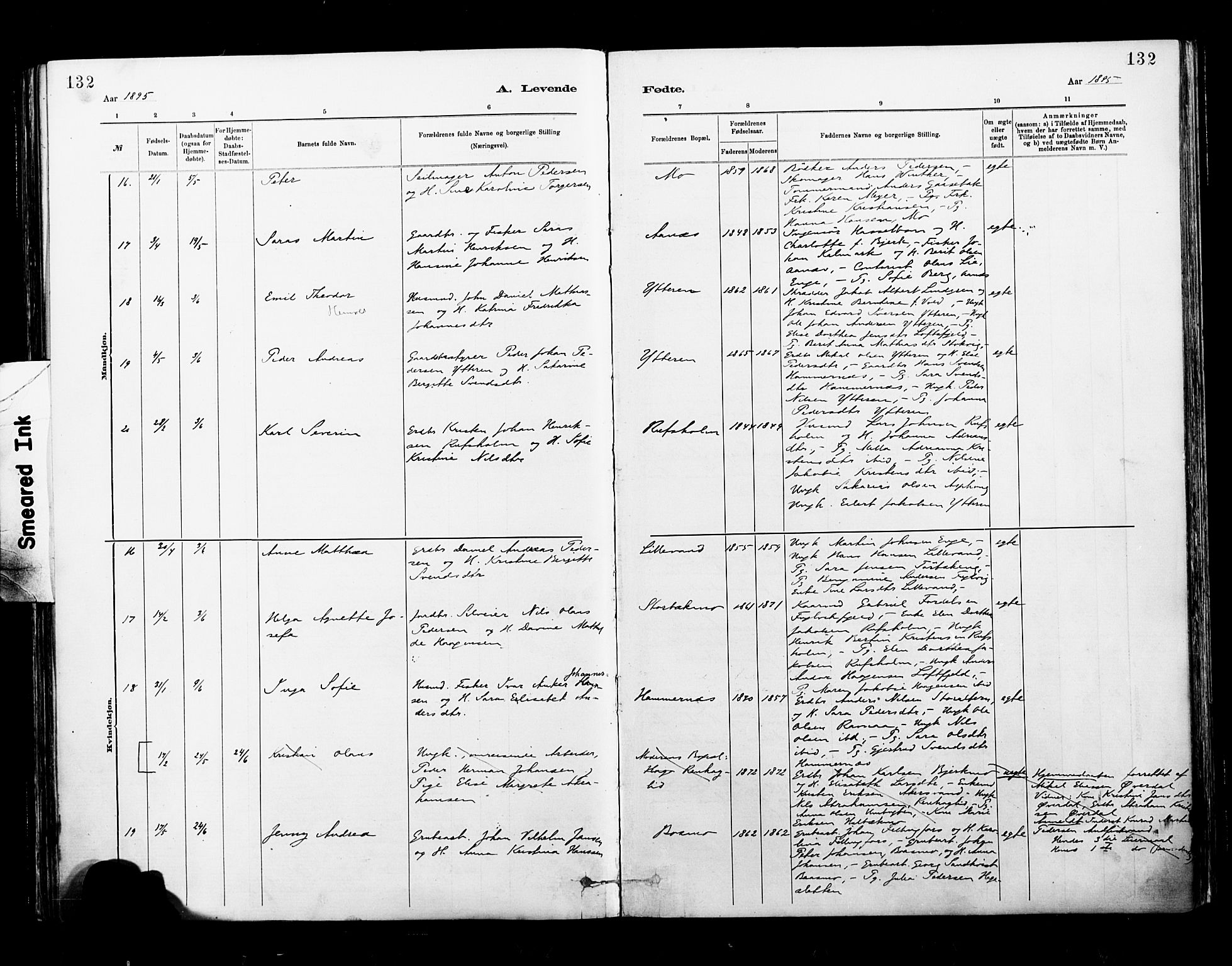 Ministerialprotokoller, klokkerbøker og fødselsregistre - Nordland, AV/SAT-A-1459/827/L0400: Parish register (official) no. 827A12, 1883-1903, p. 132