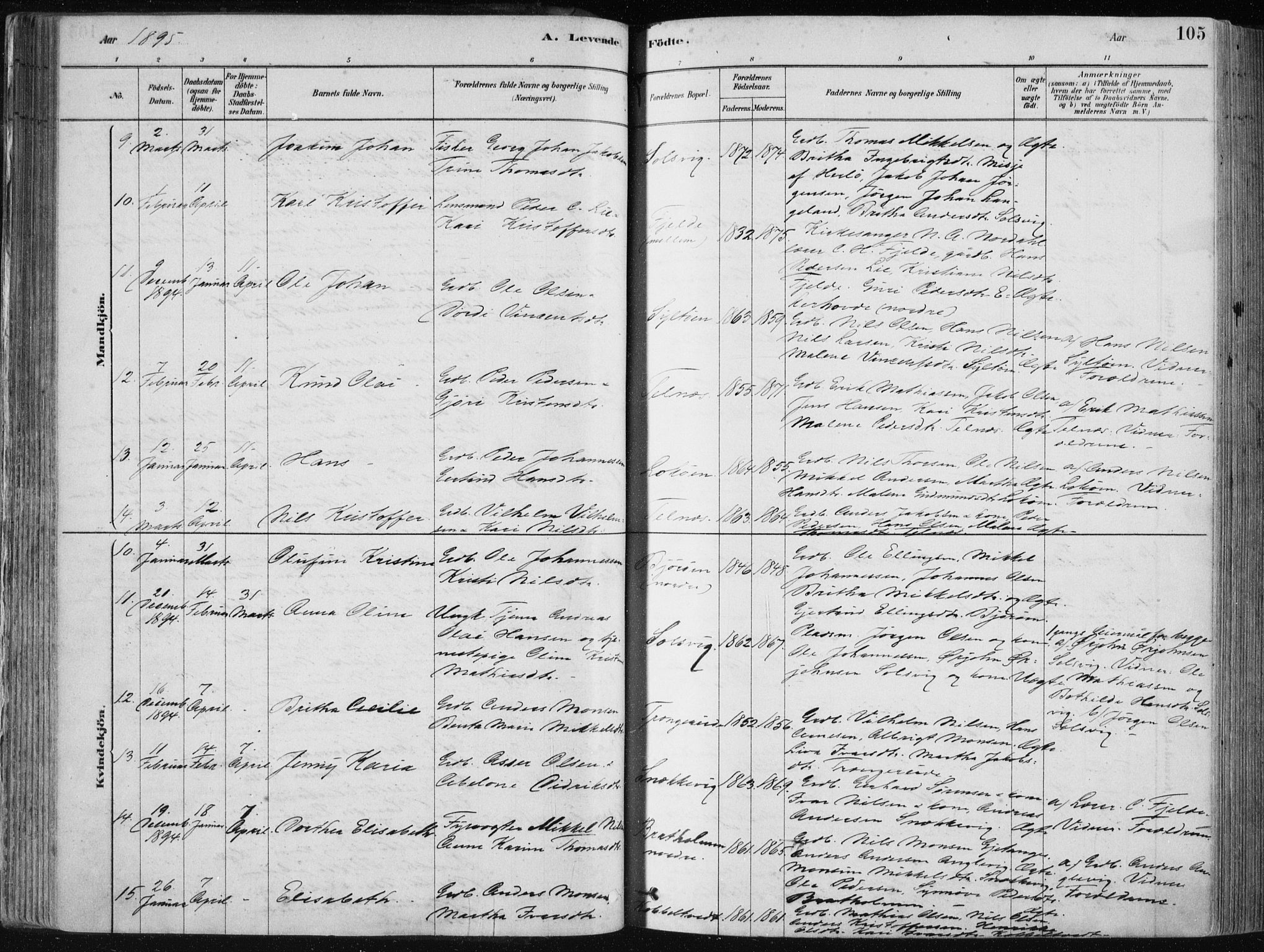 Fjell sokneprestembete, SAB/A-75301/H/Haa: Parish register (official) no. A  8, 1878-1898, p. 105