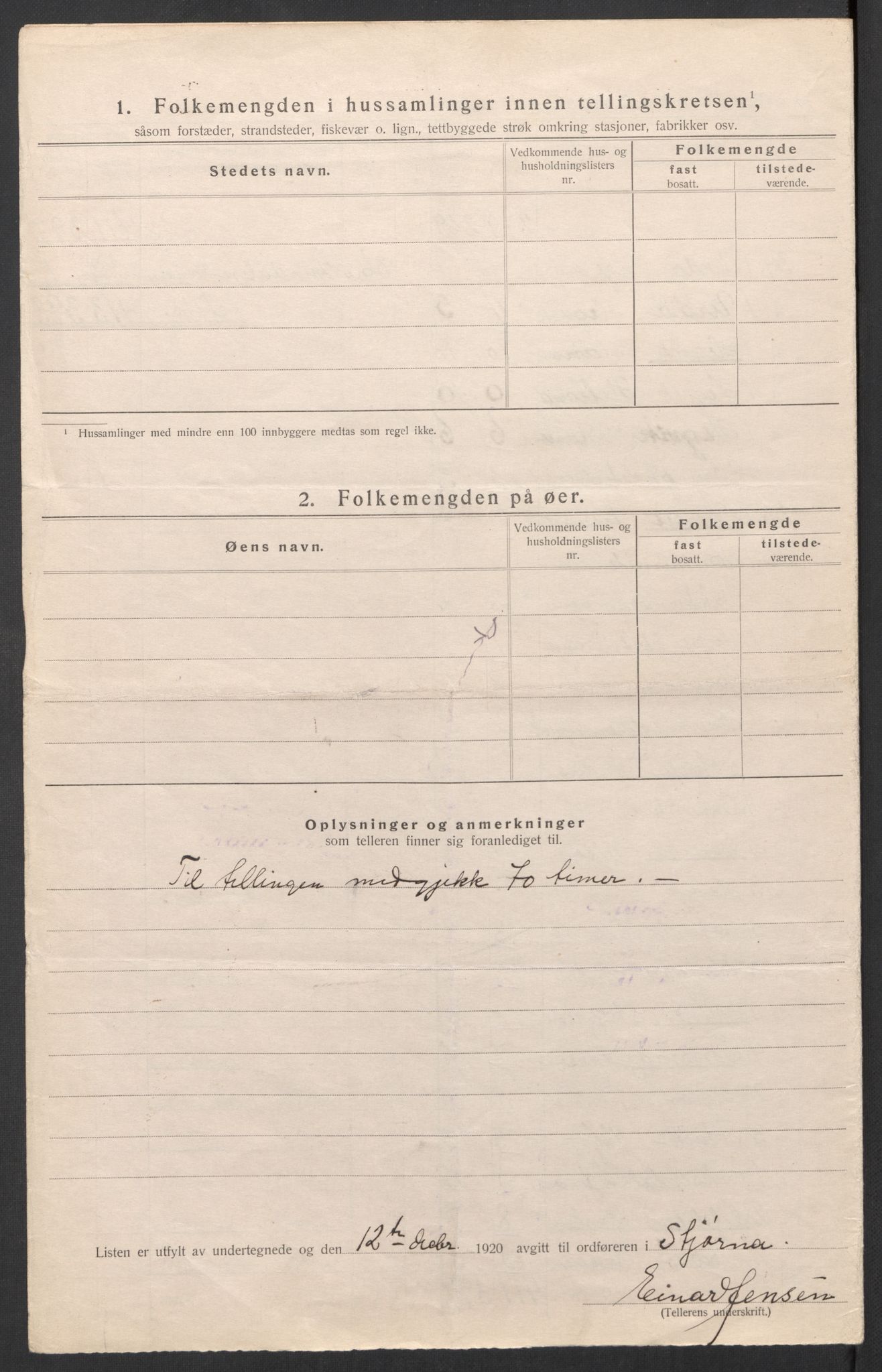 SAT, 1920 census for Stjørna, 1920, p. 10