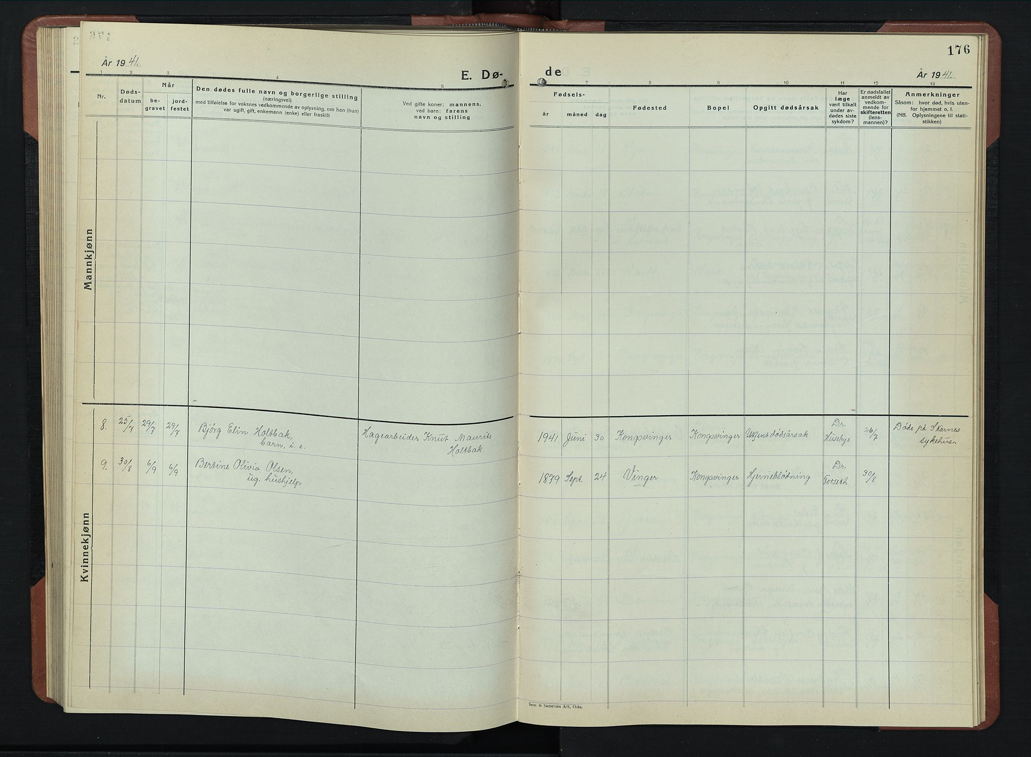 Vinger prestekontor, AV/SAH-PREST-024/H/Ha/Hab/L0008: Parish register (copy) no. 8, 1941-1954, p. 176