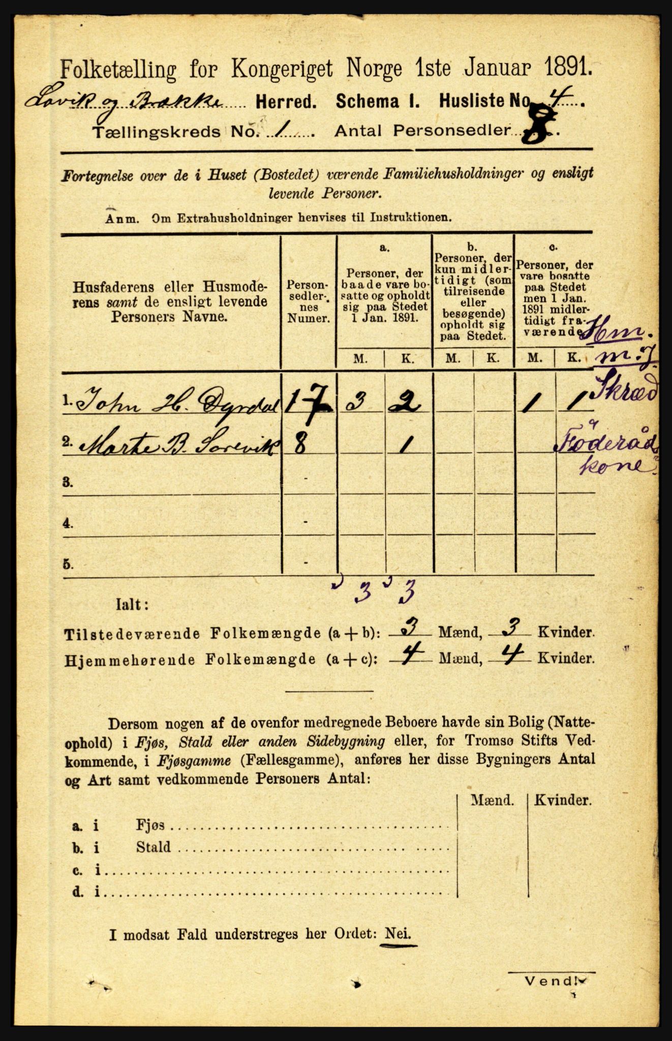 RA, 1891 census for 1415 Lavik og Brekke, 1891, p. 35