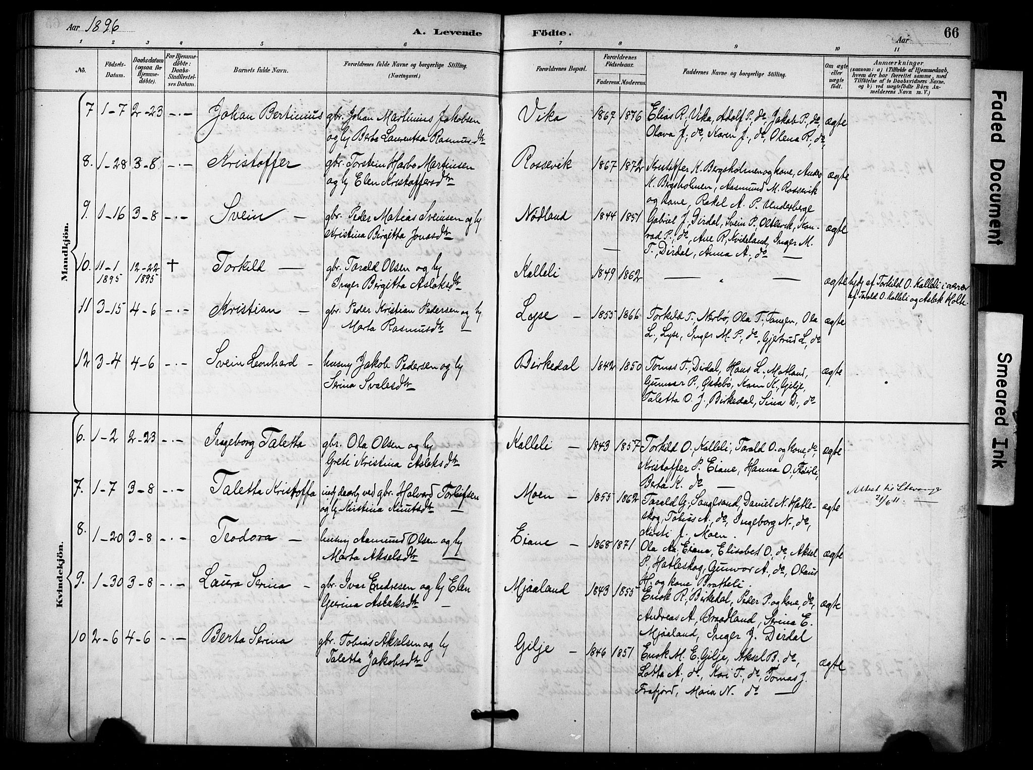 Høgsfjord sokneprestkontor, AV/SAST-A-101624/H/Ha/Haa/L0006: Parish register (official) no. A 6, 1885-1897, p. 66