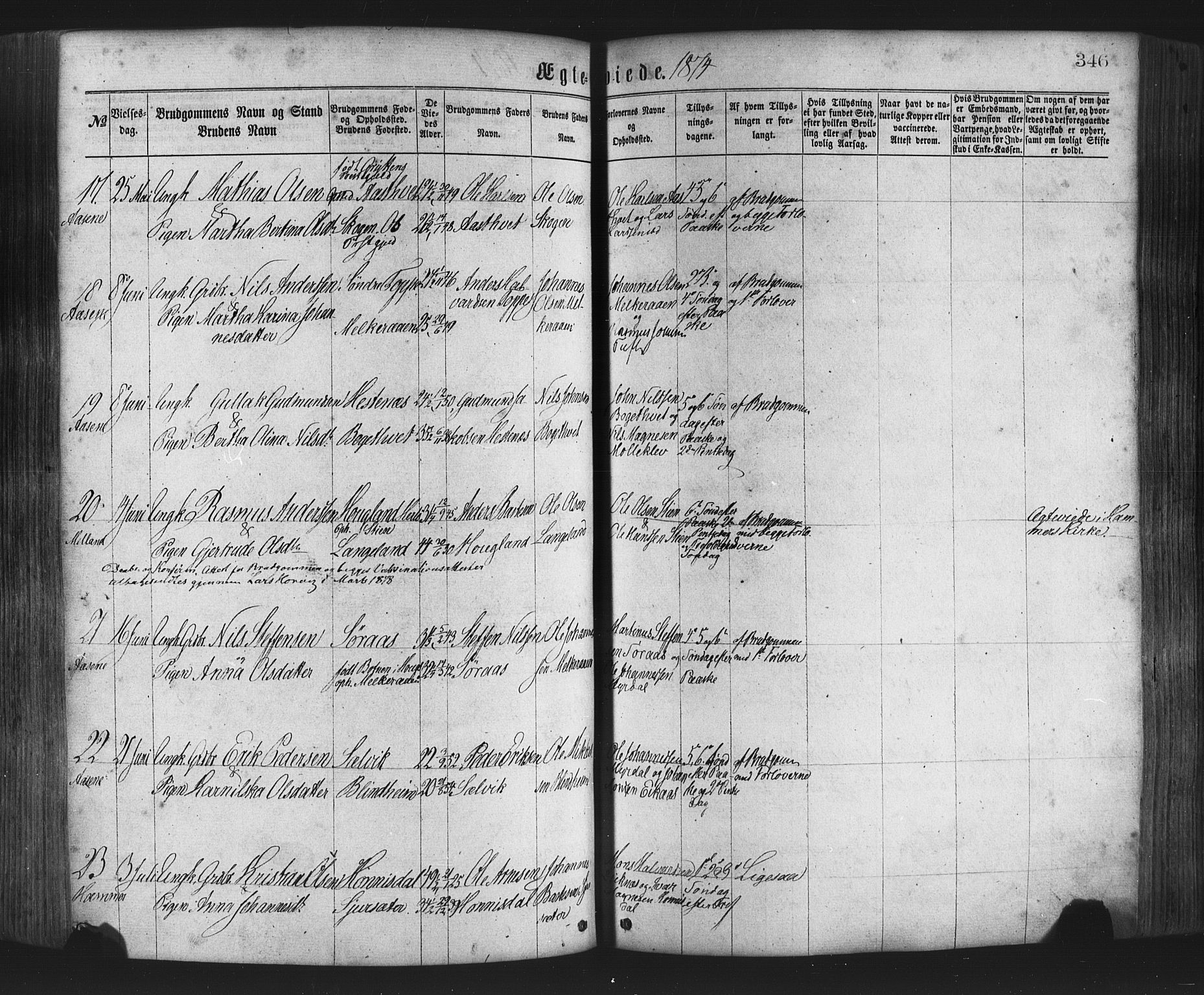 Hamre sokneprestembete, AV/SAB-A-75501/H/Ha/Haa/Haaa/L0015: Parish register (official) no. A 15, 1870-1881, p. 346