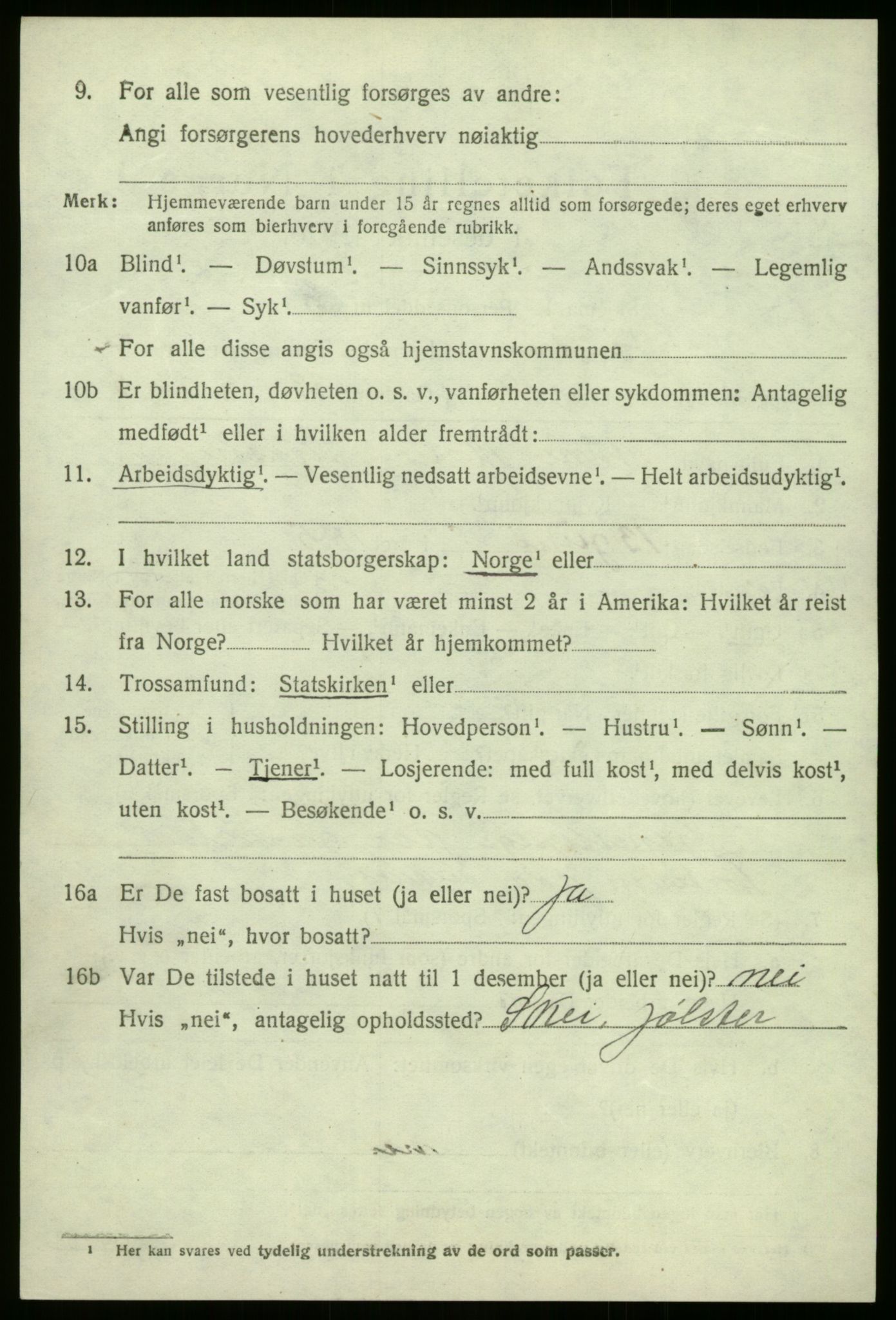 SAB, 1920 census for Jølster, 1920, p. 3667