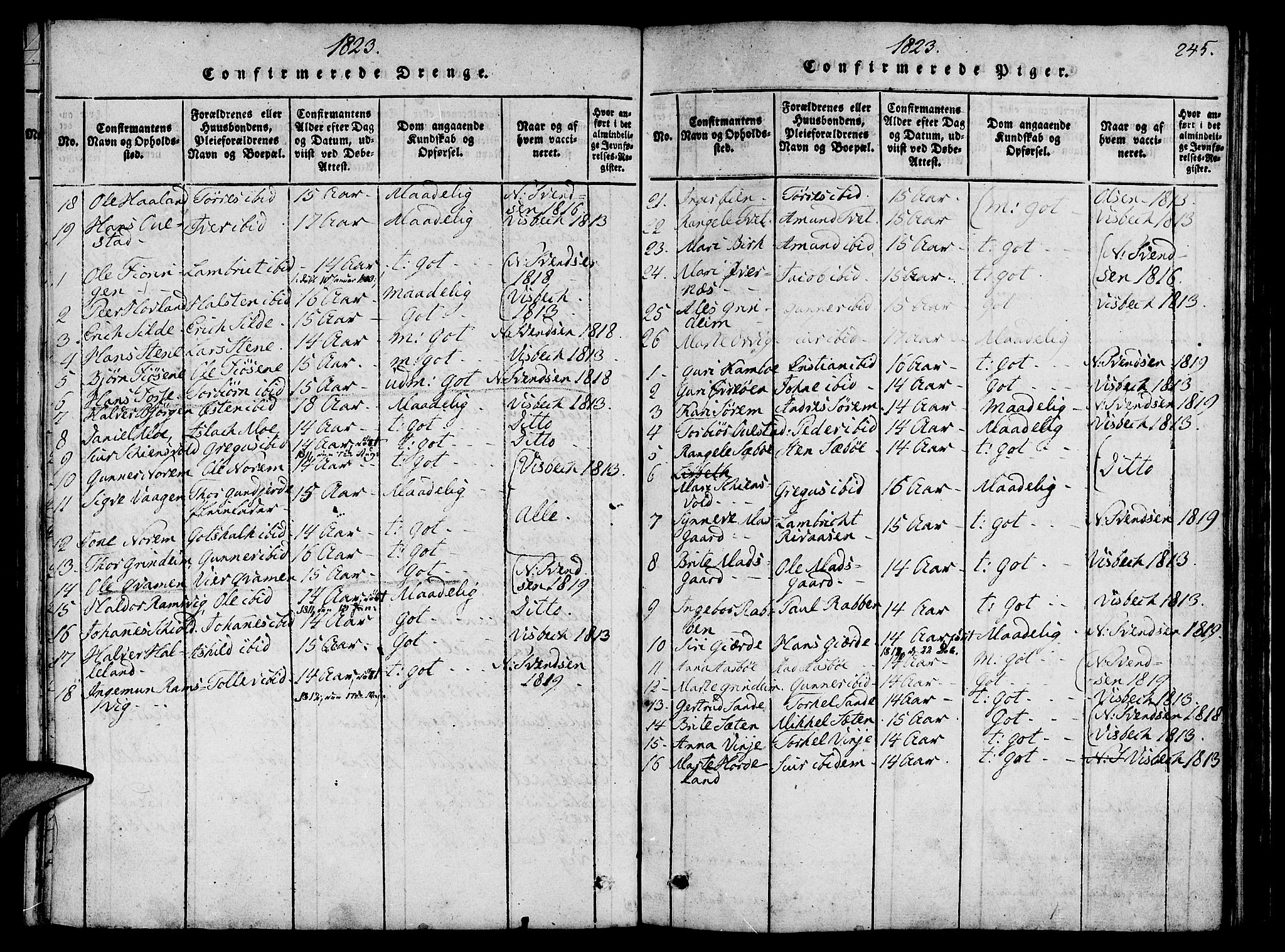 Etne sokneprestembete, SAB/A-75001/H/Haa: Parish register (official) no. A 6, 1815-1831, p. 245