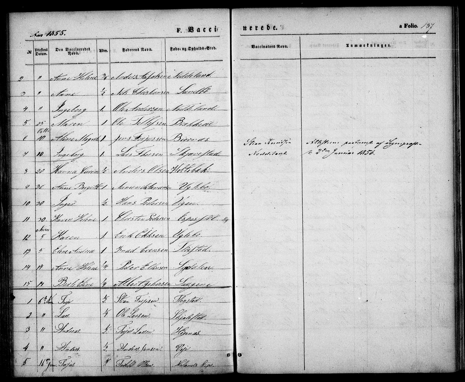 Austre Moland sokneprestkontor, AV/SAK-1111-0001/F/Fa/Faa/L0007: Parish register (official) no. A 7, 1847-1857, p. 137