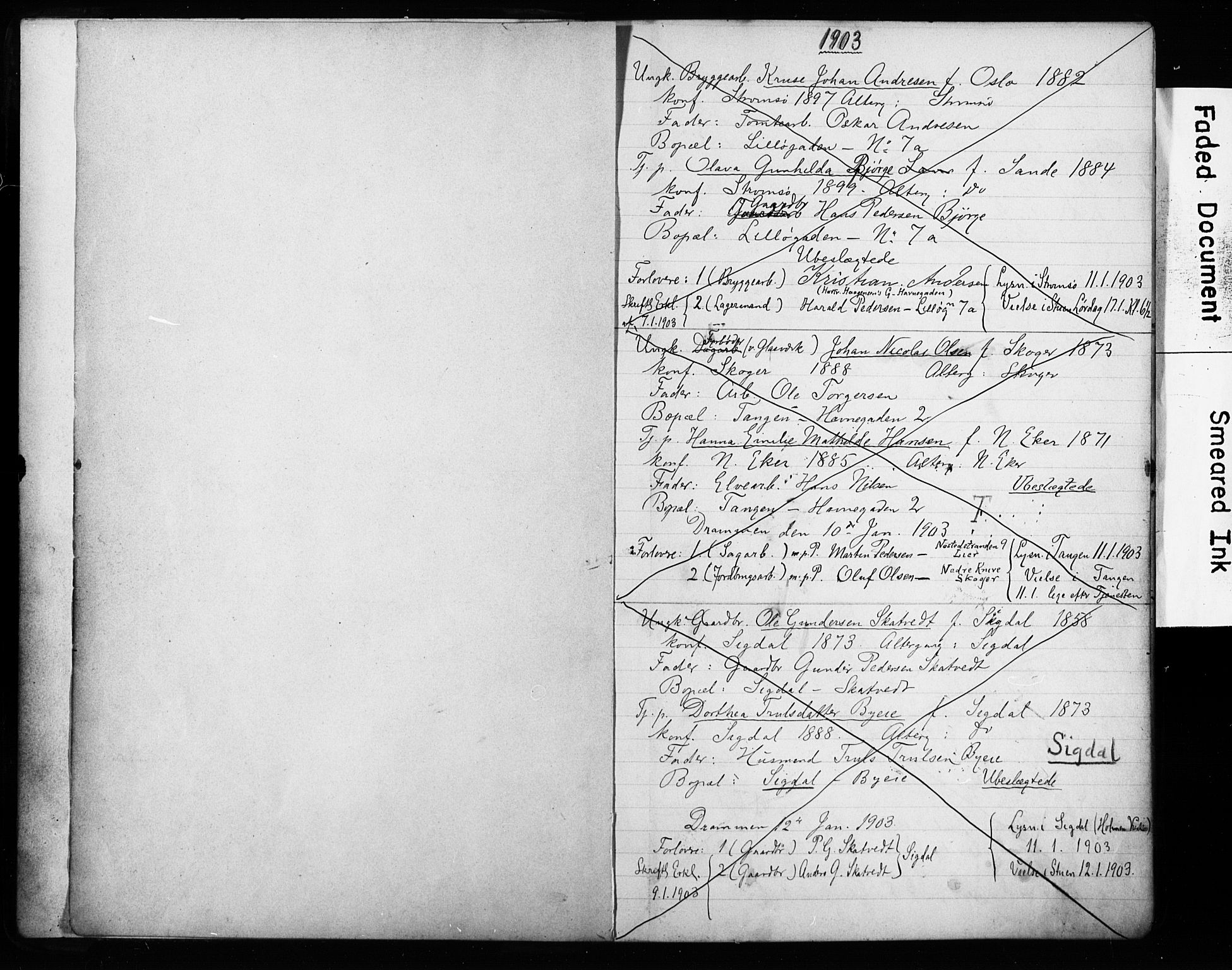 Strømsø kirkebøker, AV/SAKO-A-246/H/Ha/L0011: Banns register no. 11, 1903-1911