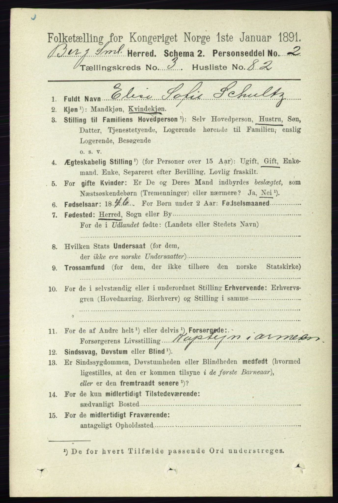 RA, 1891 census for 0116 Berg, 1891, p. 2415