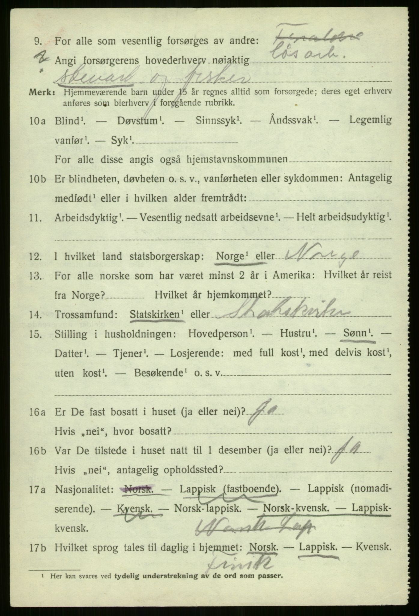 SATØ, 1920 census for Lyngen, 1920, p. 4042