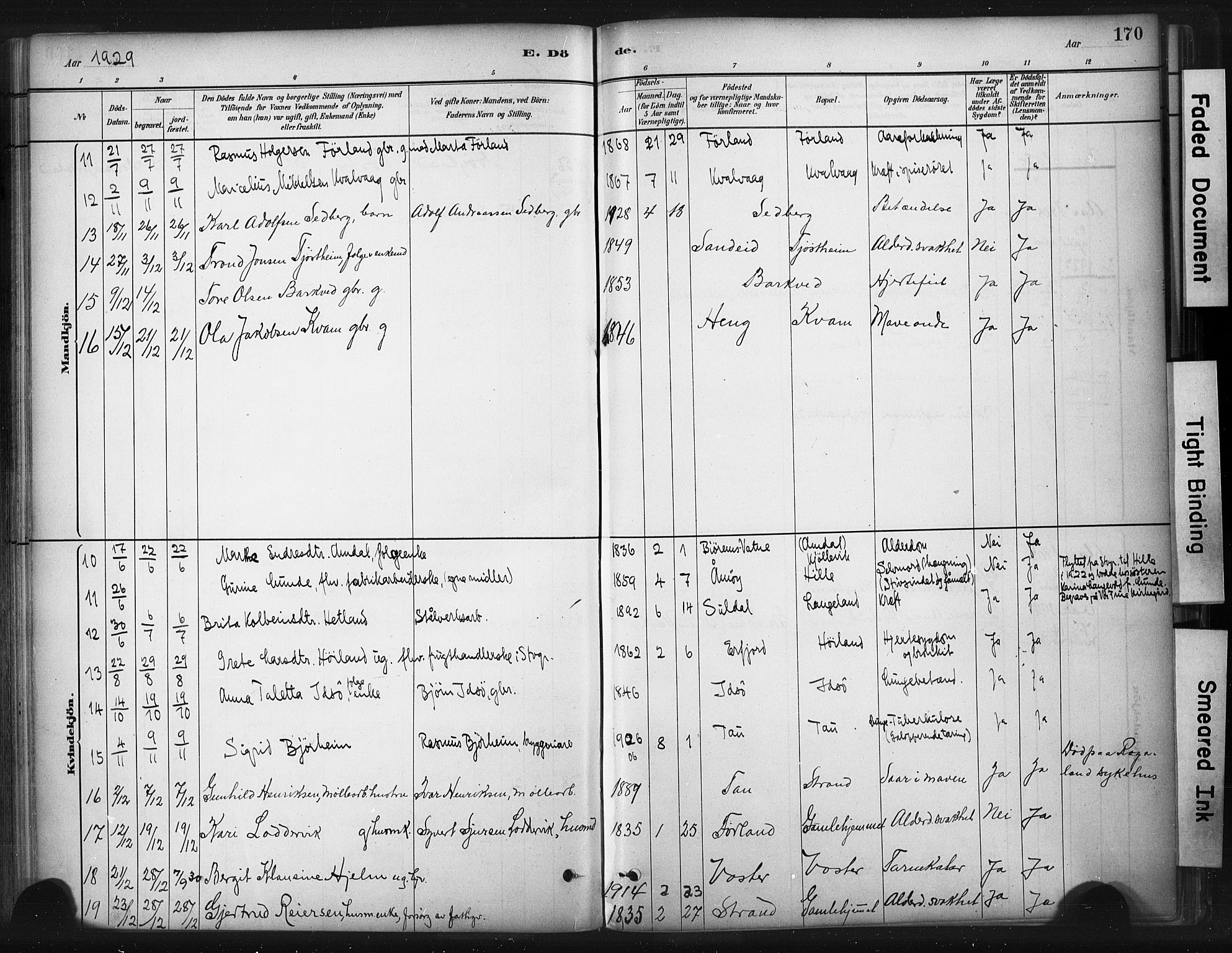 Strand sokneprestkontor, SAST/A-101828/H/Ha/Haa/L0010: Parish register (official) no. A 10, 1882-1929, p. 170