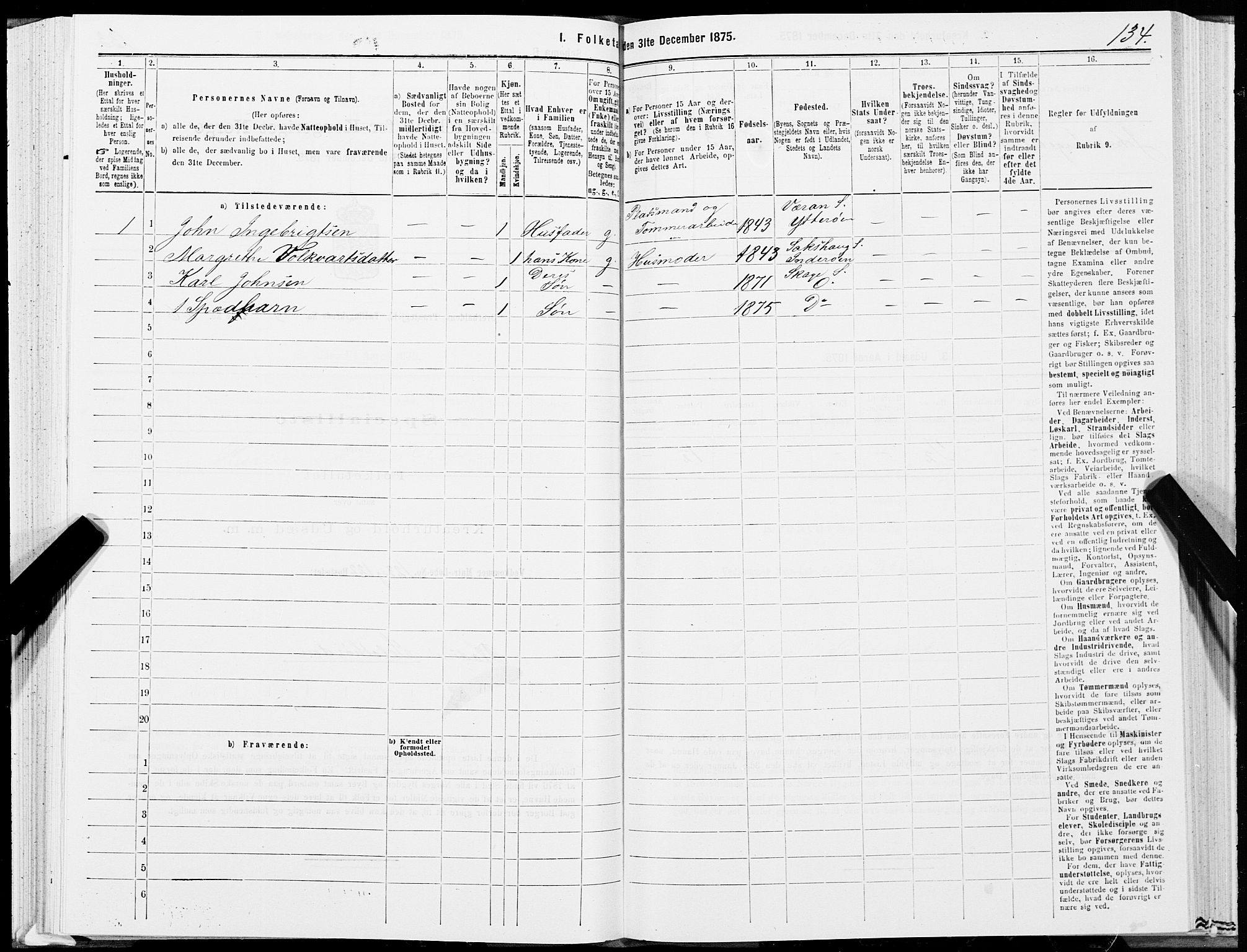 SAT, 1875 census for 1744P Overhalla, 1875, p. 3134