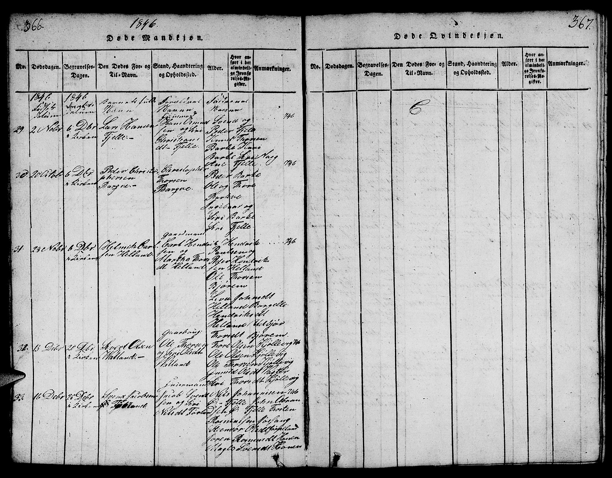 Strand sokneprestkontor, AV/SAST-A-101828/H/Ha/Hab/L0001: Parish register (copy) no. B 1, 1816-1854, p. 366-367