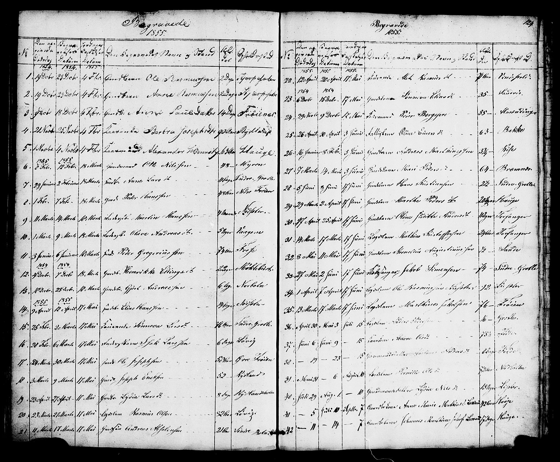 Bremanger sokneprestembete, AV/SAB-A-82201/H/Hab/Haba/L0001: Parish register (copy) no. A 1, 1853-1865, p. 124