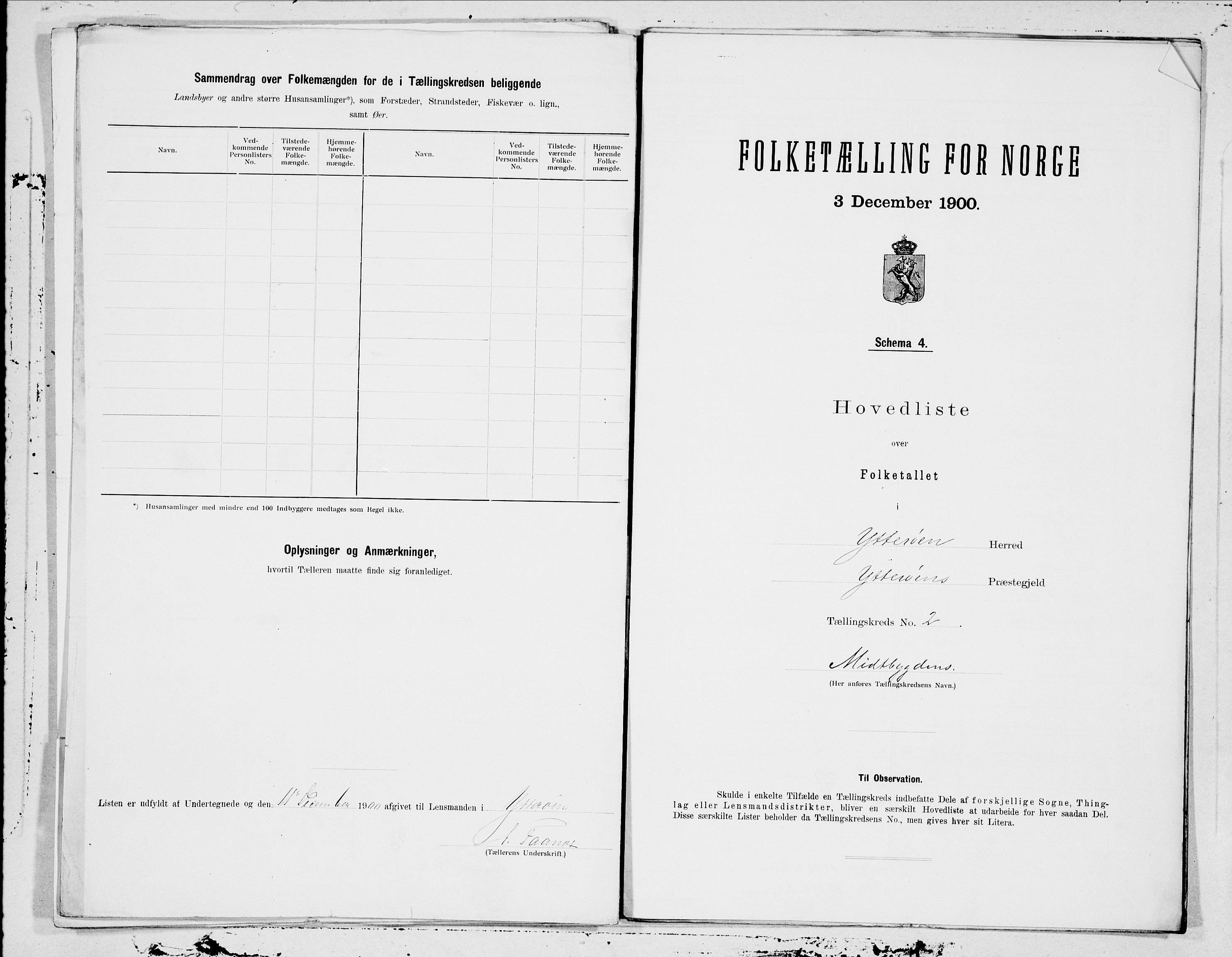 SAT, 1900 census for Ytterøy, 1900, p. 4