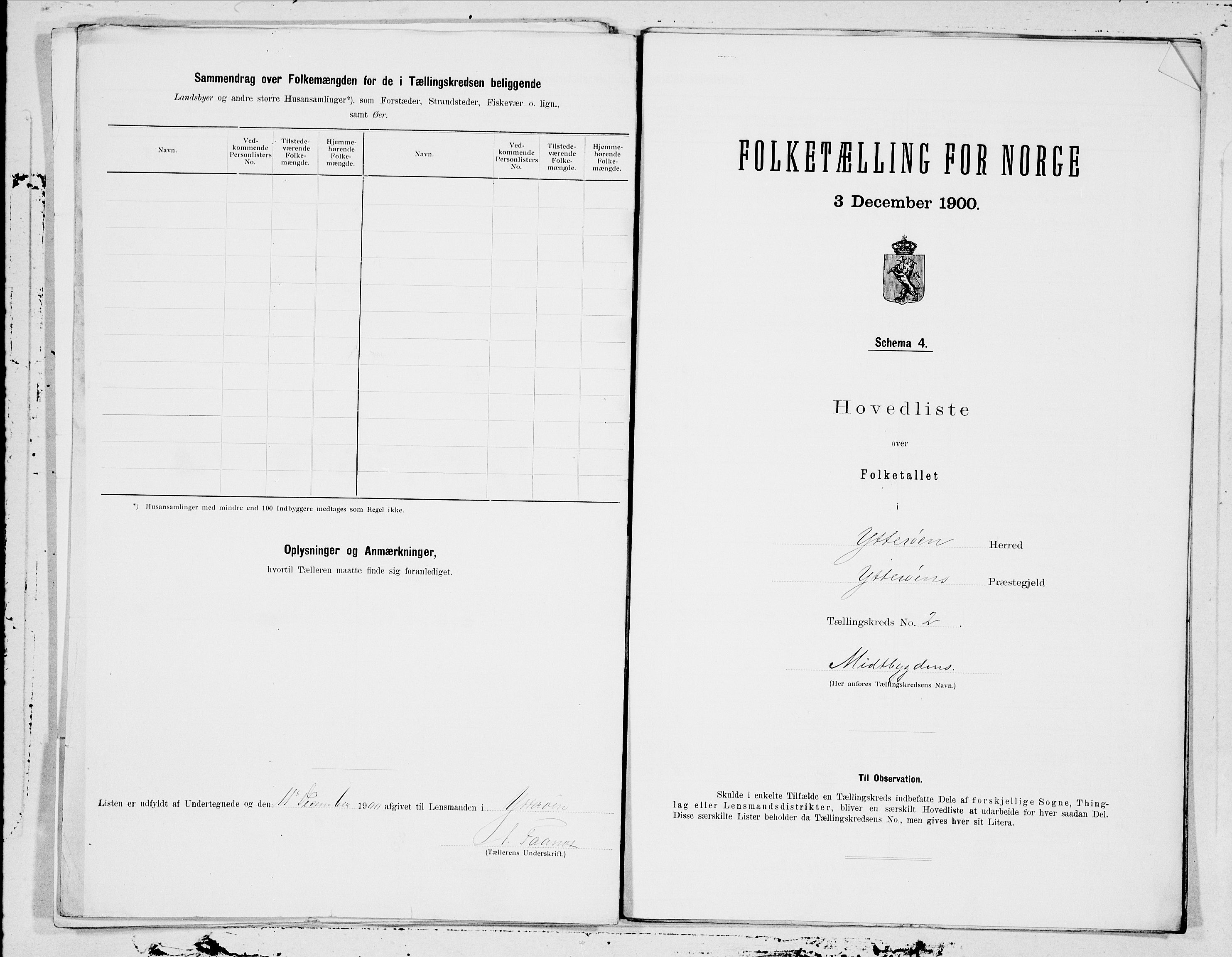 SAT, 1900 census for Ytterøy, 1900, p. 4