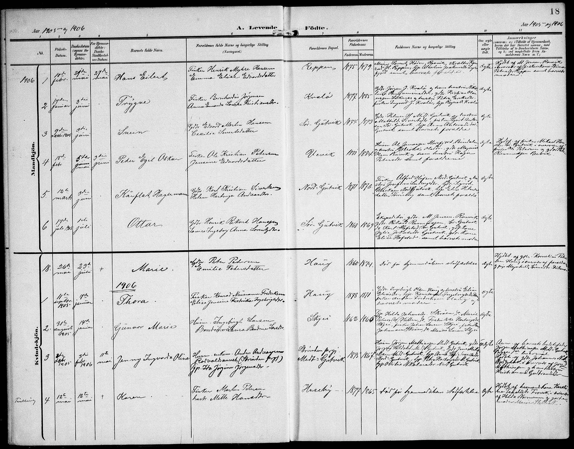 Ministerialprotokoller, klokkerbøker og fødselsregistre - Nord-Trøndelag, SAT/A-1458/788/L0698: Parish register (official) no. 788A05, 1902-1921, p. 18
