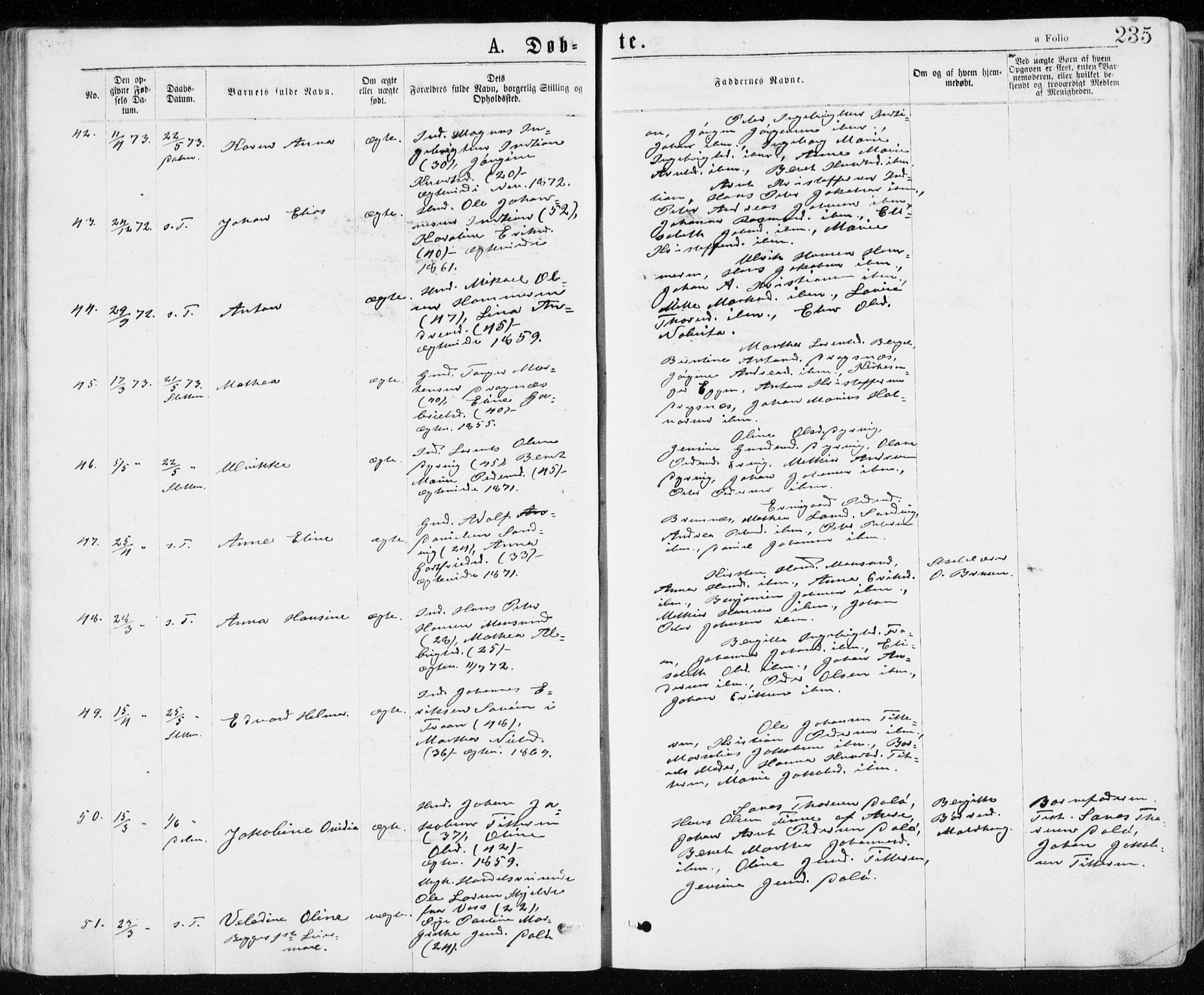 Ministerialprotokoller, klokkerbøker og fødselsregistre - Sør-Trøndelag, SAT/A-1456/640/L0576: Parish register (official) no. 640A01, 1846-1876, p. 235