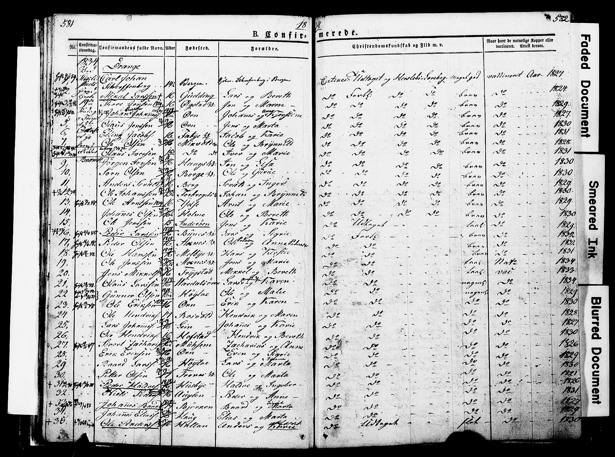 Ministerialprotokoller, klokkerbøker og fødselsregistre - Nord-Trøndelag, SAT/A-1458/723/L0243: Parish register (official) no. 723A12, 1822-1851, p. 581-582