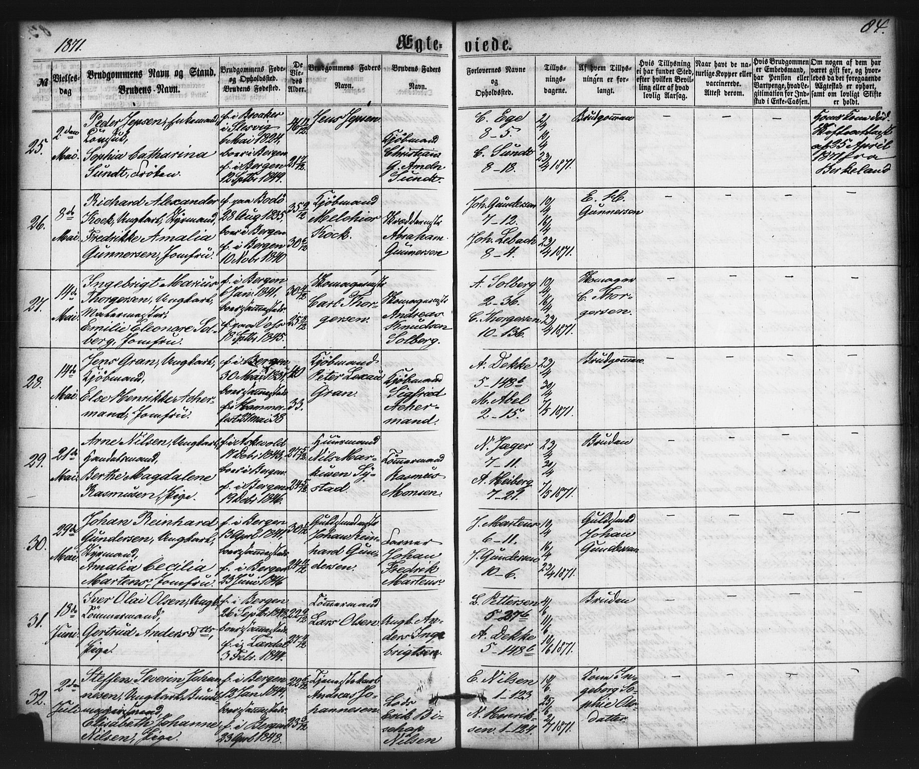 Nykirken Sokneprestembete, AV/SAB-A-77101/H/Haa/L0032: Parish register (official) no. D 2, 1861-1883, p. 84