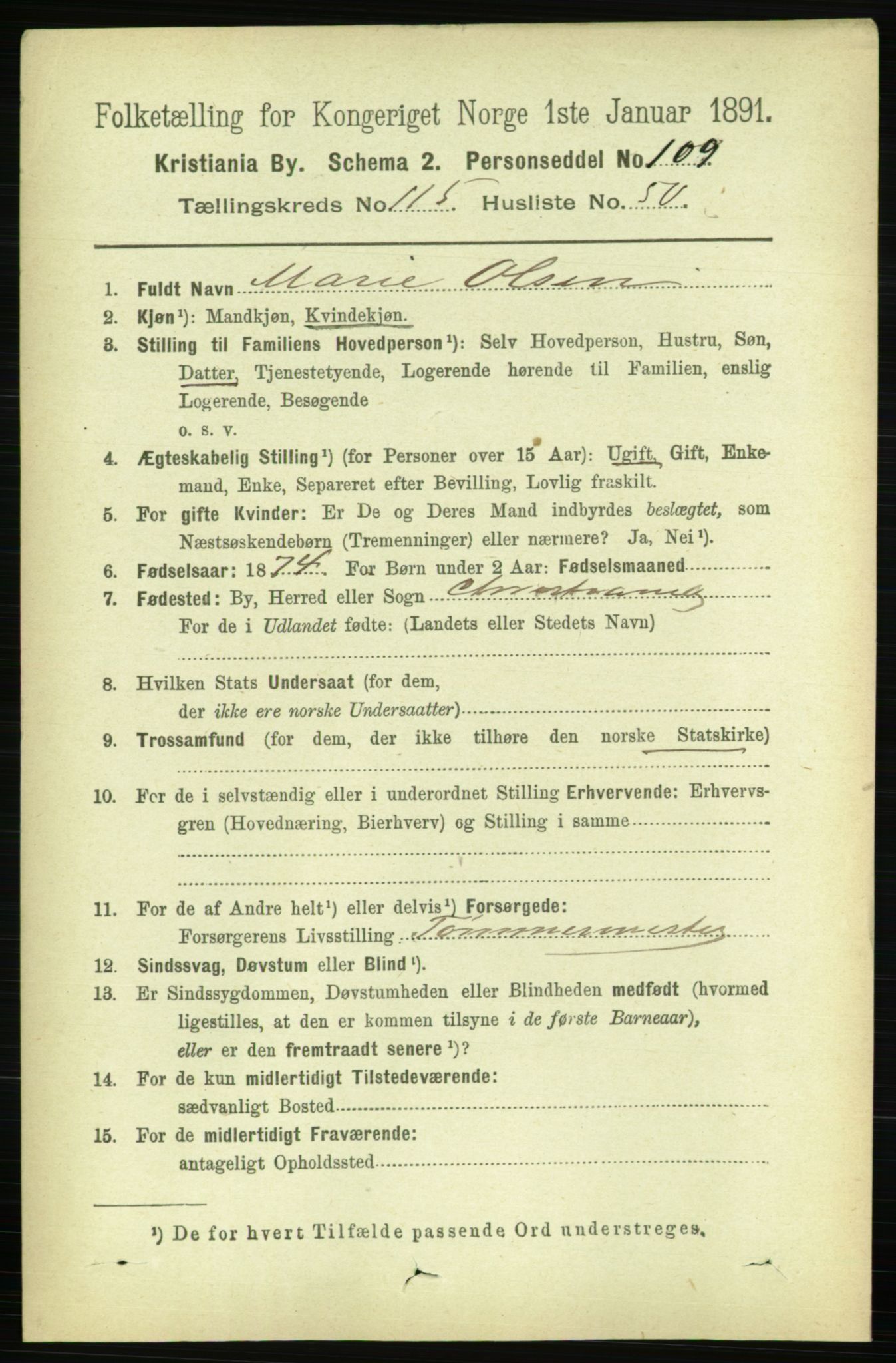 RA, 1891 census for 0301 Kristiania, 1891, p. 62446