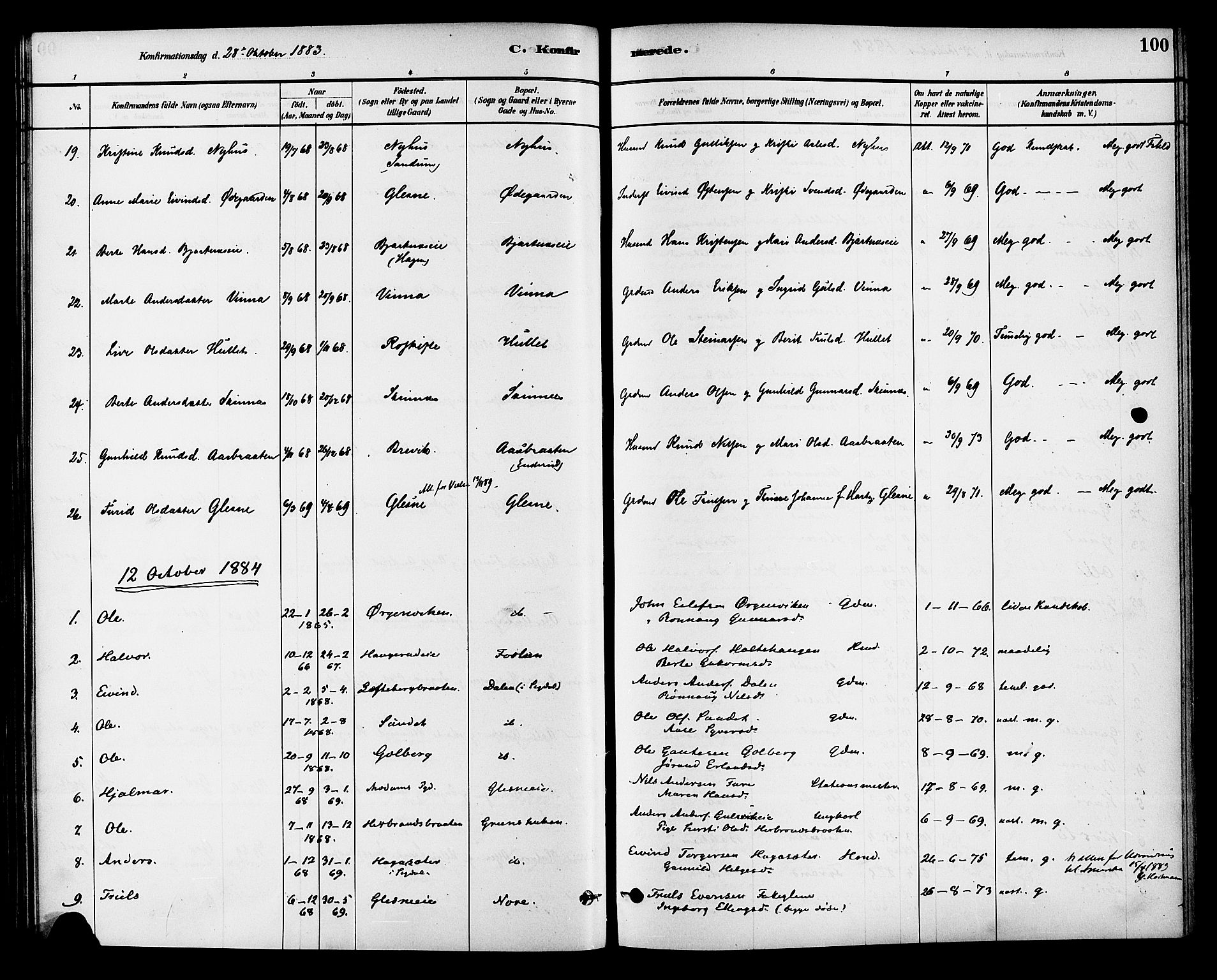 Krødsherad kirkebøker, AV/SAKO-A-19/G/Ga/L0001: Parish register (copy) no. 1, 1879-1893, p. 100