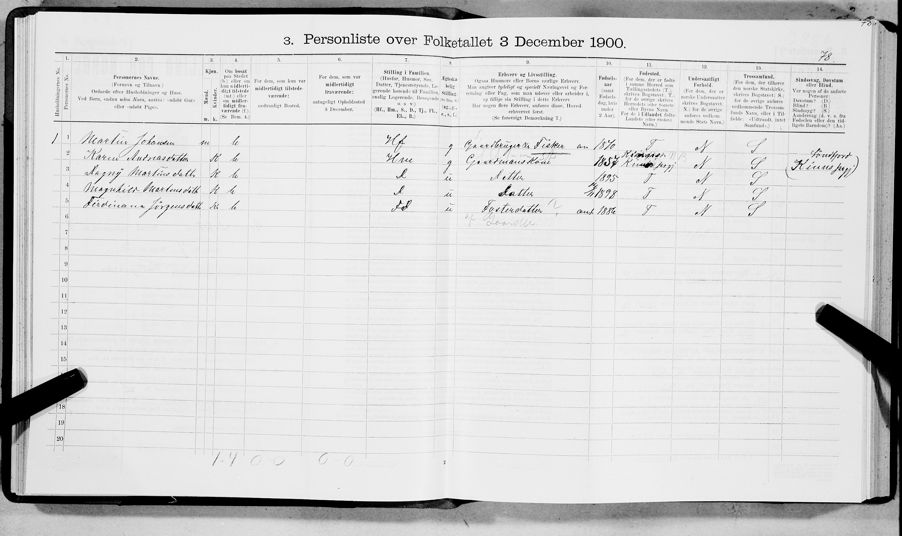 SAT, 1900 census for Borge, 1900, p. 107