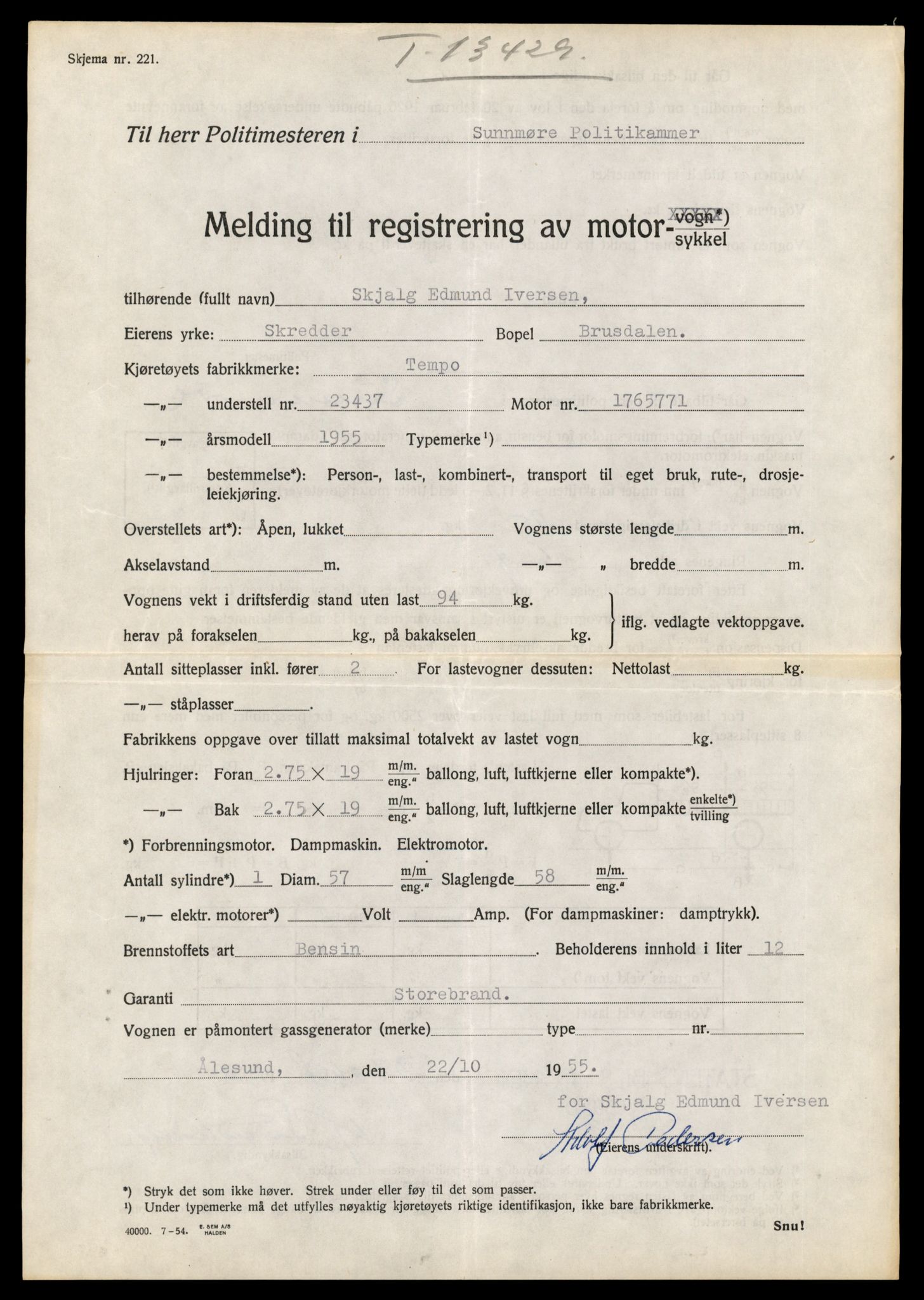 Møre og Romsdal vegkontor - Ålesund trafikkstasjon, AV/SAT-A-4099/F/Fe/L0039: Registreringskort for kjøretøy T 13361 - T 13530, 1927-1998, p. 1173