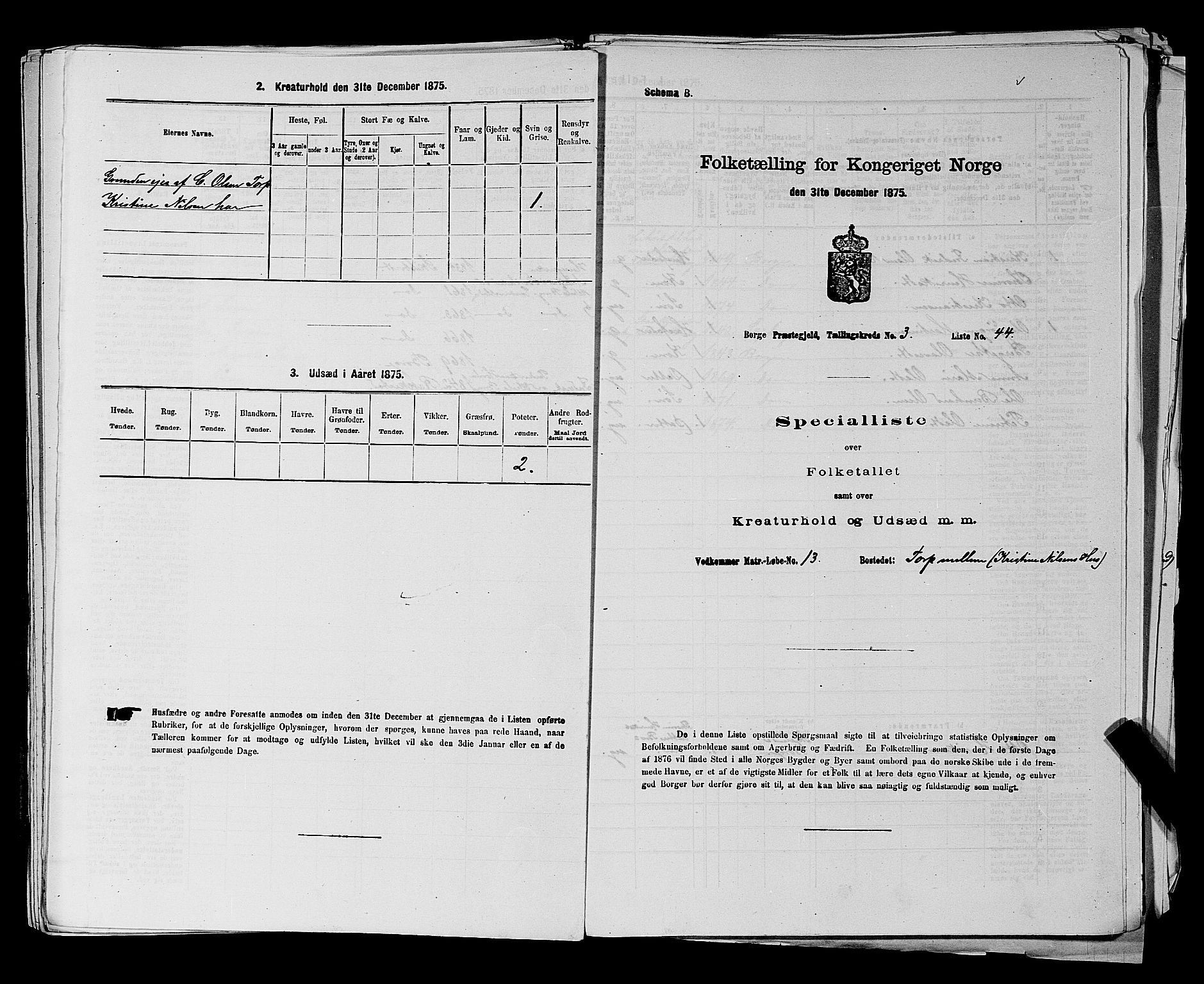 RA, 1875 census for 0113P Borge, 1875, p. 477