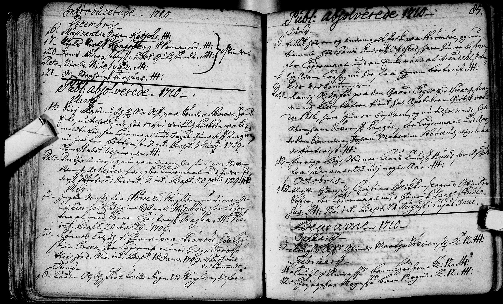 Bragernes kirkebøker, SAKO/A-6/F/Fa/L0003: Parish register (official) no. I 3, 1706-1734, p. 85