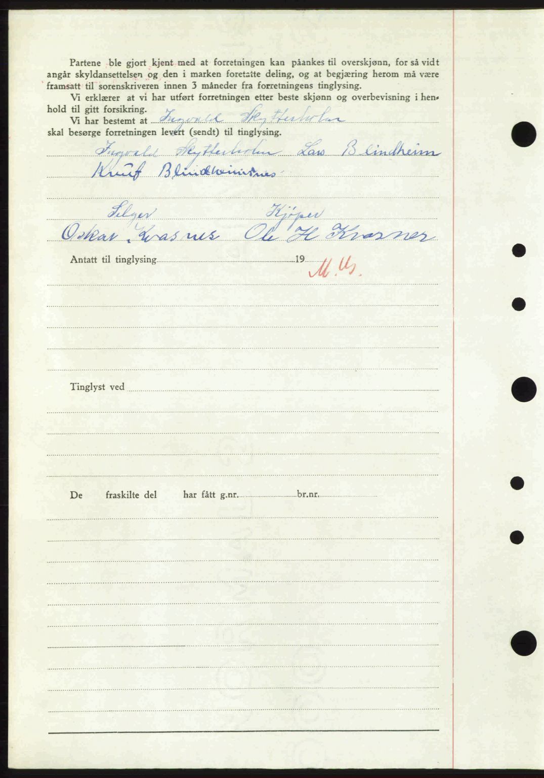 Nordre Sunnmøre sorenskriveri, AV/SAT-A-0006/1/2/2C/2Ca: Mortgage book no. A32, 1949-1949, Diary no: : 2210/1949