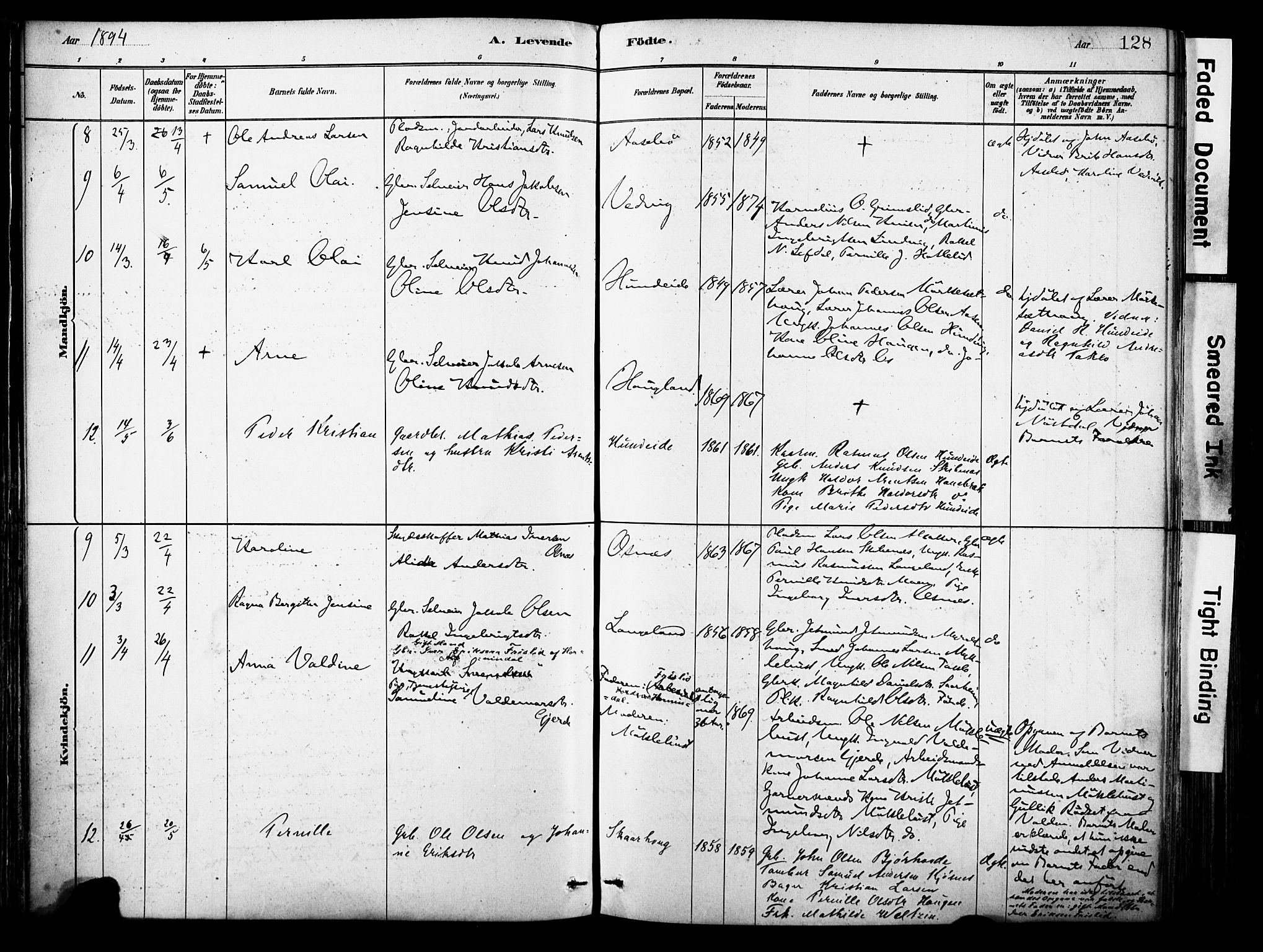 Eid sokneprestembete, AV/SAB-A-82301/H/Haa/Haab/L0001: Parish register (official) no. B 1, 1879-1906, p. 128