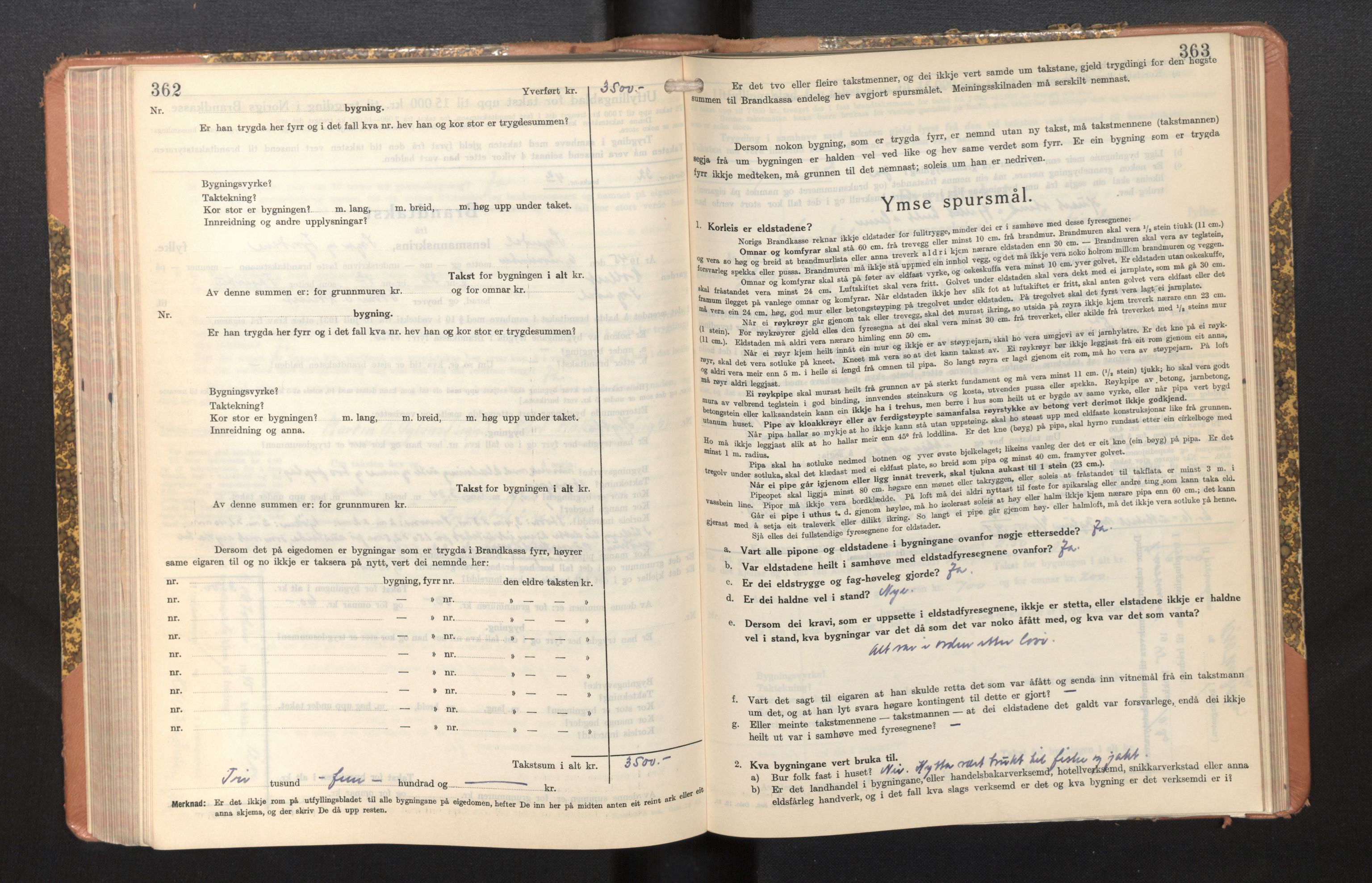 Lensmannen i Sogndal, AV/SAB-A-29901/0012/L0014: Branntakstprotokoll, skjematakst, 1938-1950, p. 362-363