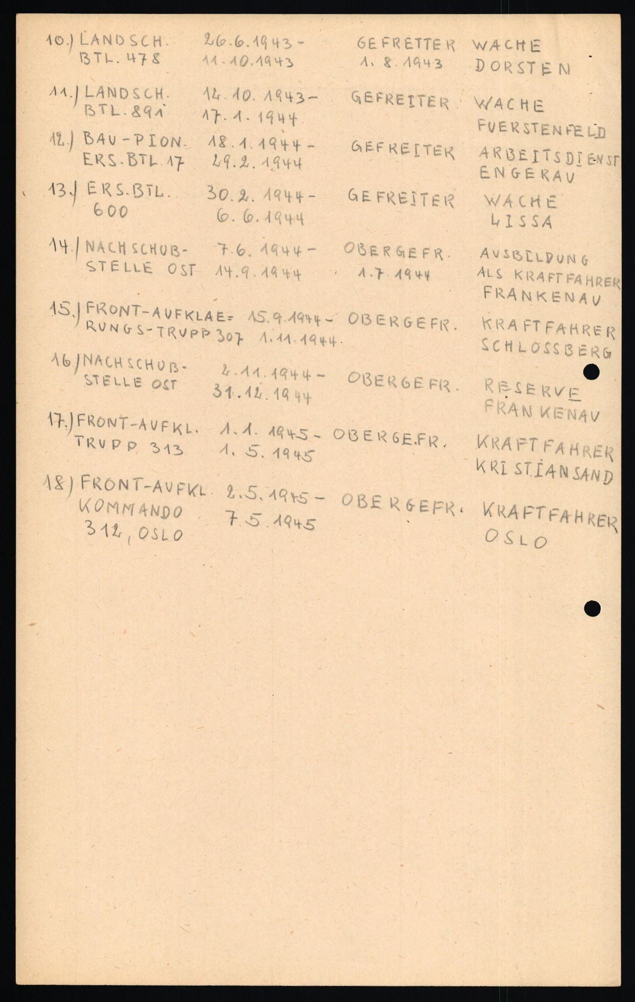Forsvaret, Forsvarets overkommando II, AV/RA-RAFA-3915/D/Db/L0040: CI Questionaires. Tyske okkupasjonsstyrker i Norge. Østerrikere., 1945-1946, p. 22