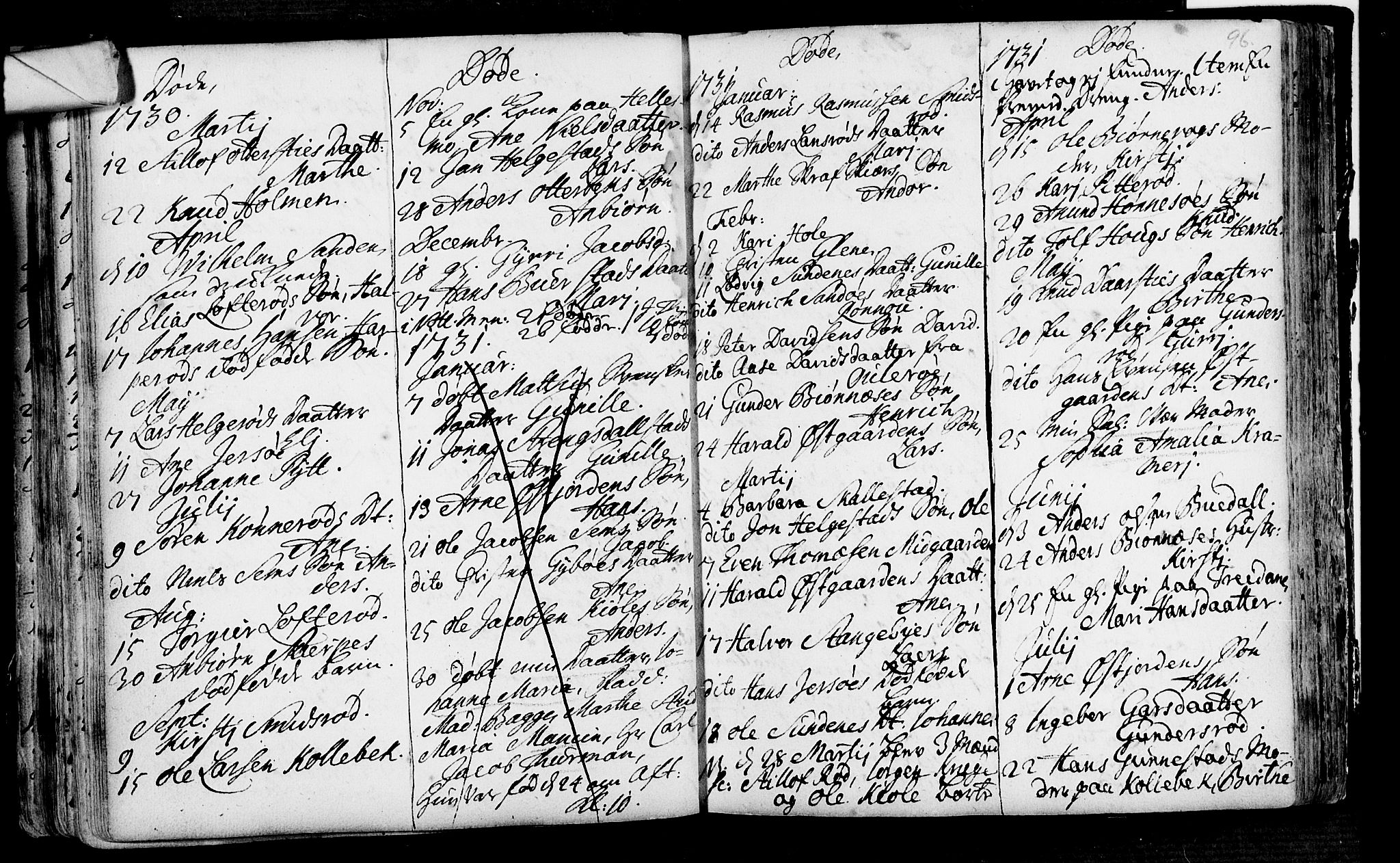 Nøtterøy kirkebøker, AV/SAKO-A-354/F/Fa/L0001: Parish register (official) no. I 1, 1686-1738, p. 95-96