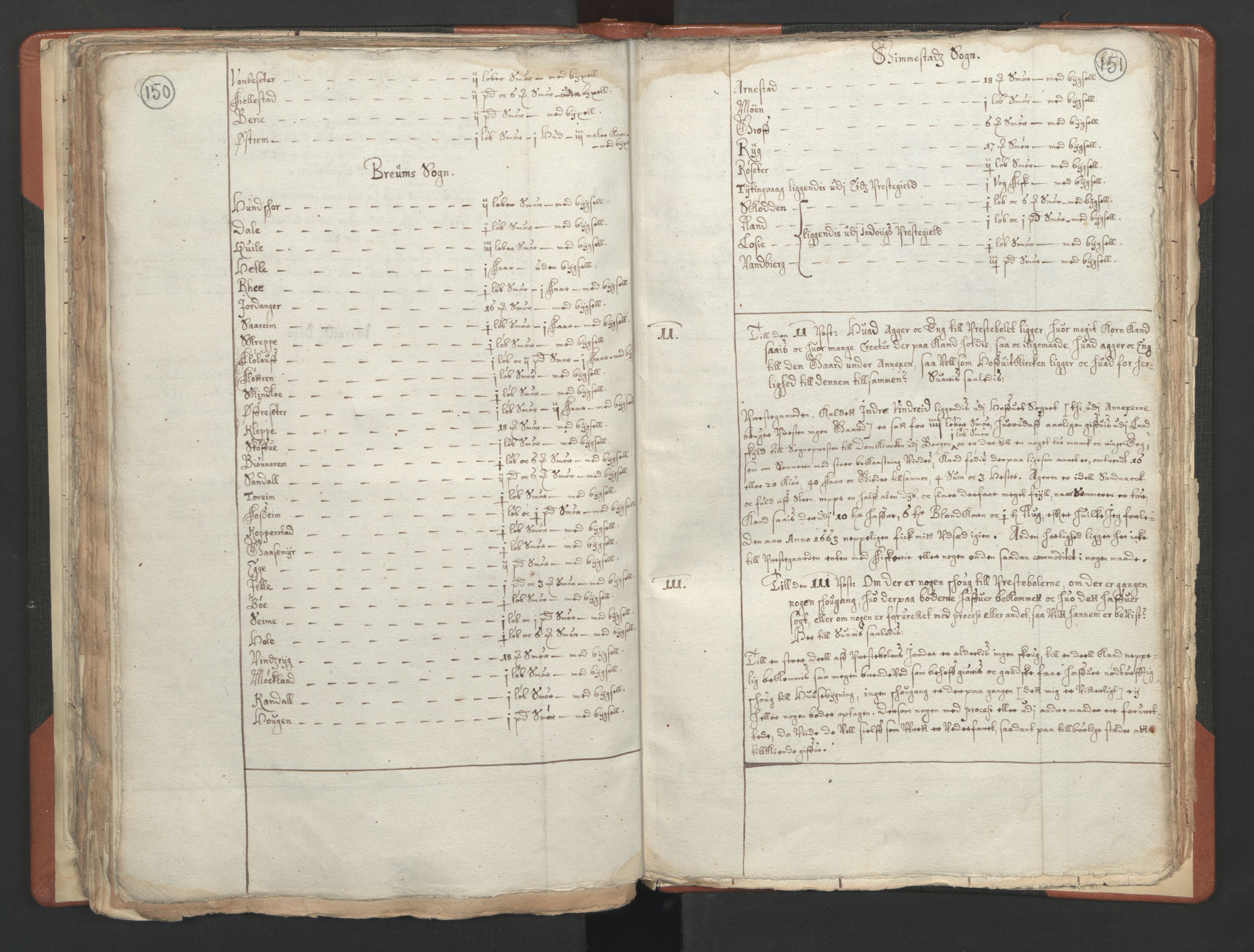 RA, Vicar's Census 1664-1666, no. 25: Nordfjord deanery, 1664-1666, p. 150-151