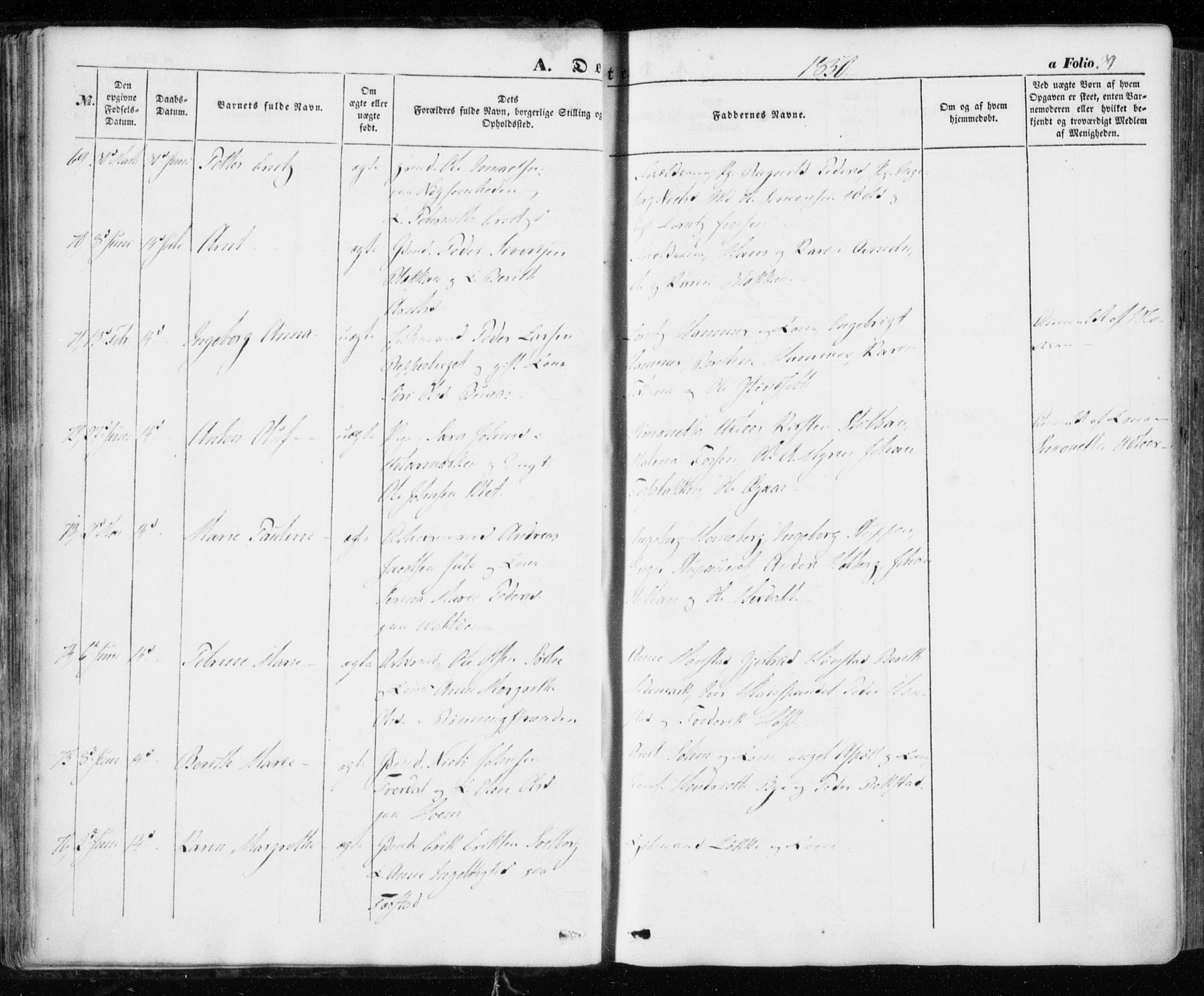 Ministerialprotokoller, klokkerbøker og fødselsregistre - Sør-Trøndelag, AV/SAT-A-1456/606/L0291: Parish register (official) no. 606A06, 1848-1856, p. 39