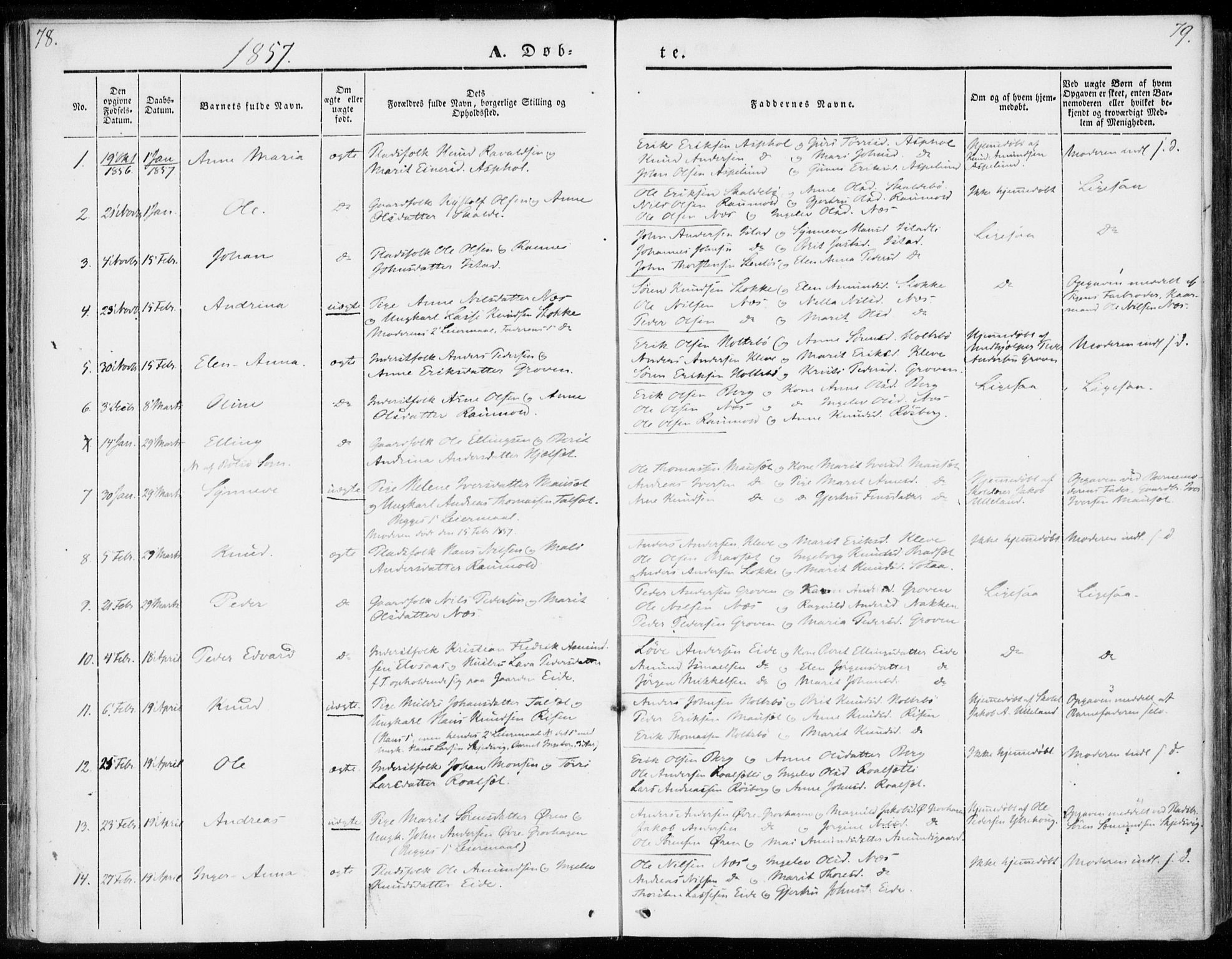 Ministerialprotokoller, klokkerbøker og fødselsregistre - Møre og Romsdal, AV/SAT-A-1454/557/L0680: Parish register (official) no. 557A02, 1843-1869, p. 78-79