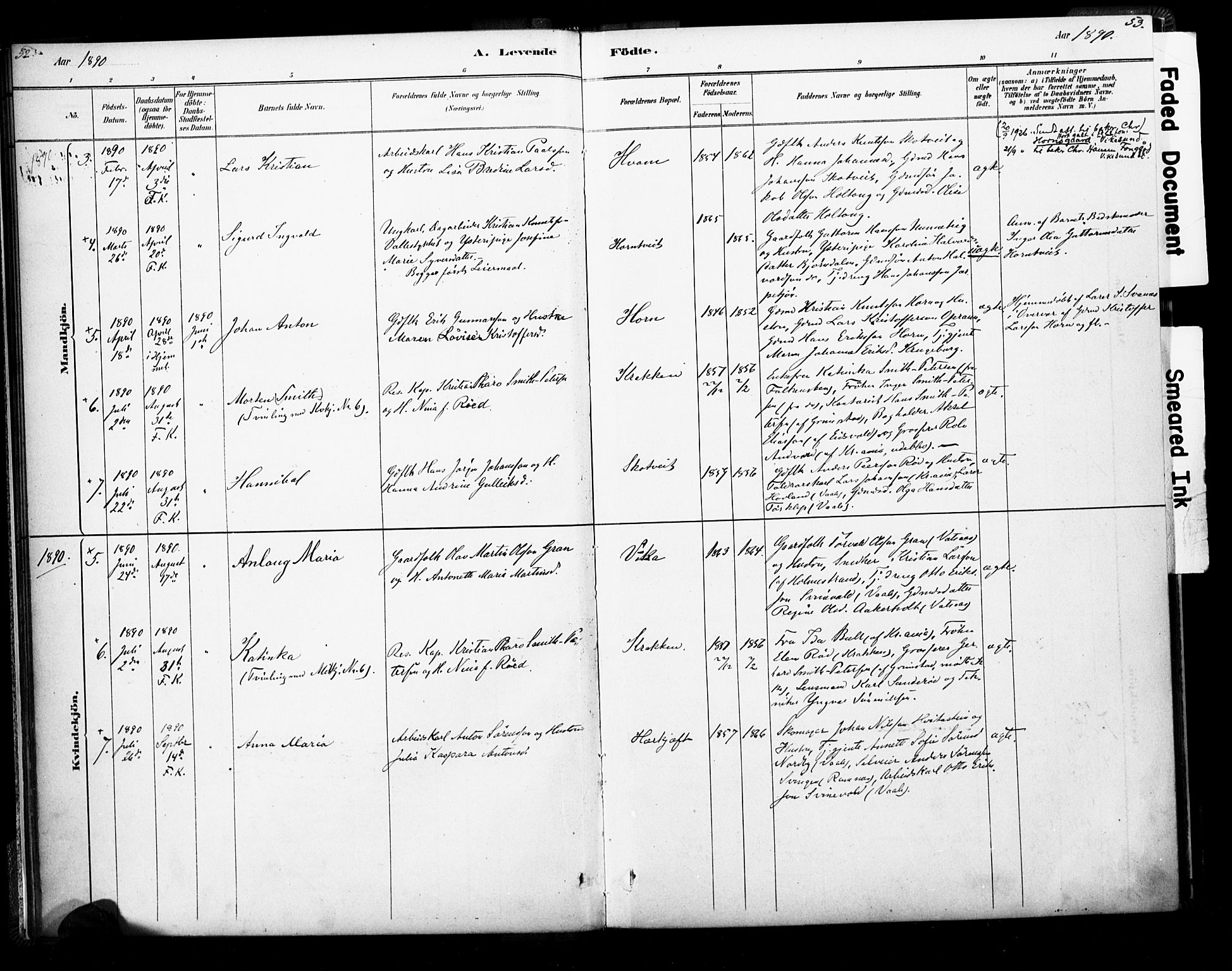 Ramnes kirkebøker, SAKO/A-314/F/Fb/L0001: Parish register (official) no. II 1, 1878-1894, p. 52-53