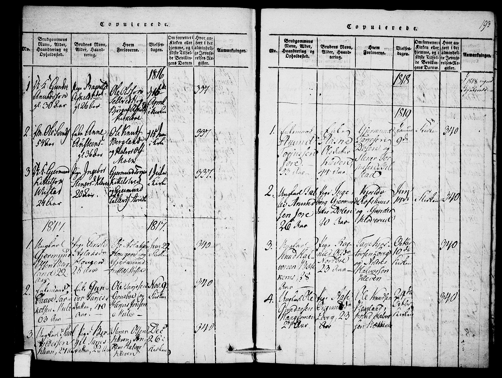 Mo kirkebøker, SAKO/A-286/F/Fb/L0001: Parish register (official) no. II 1, 1814-1844, p. 193