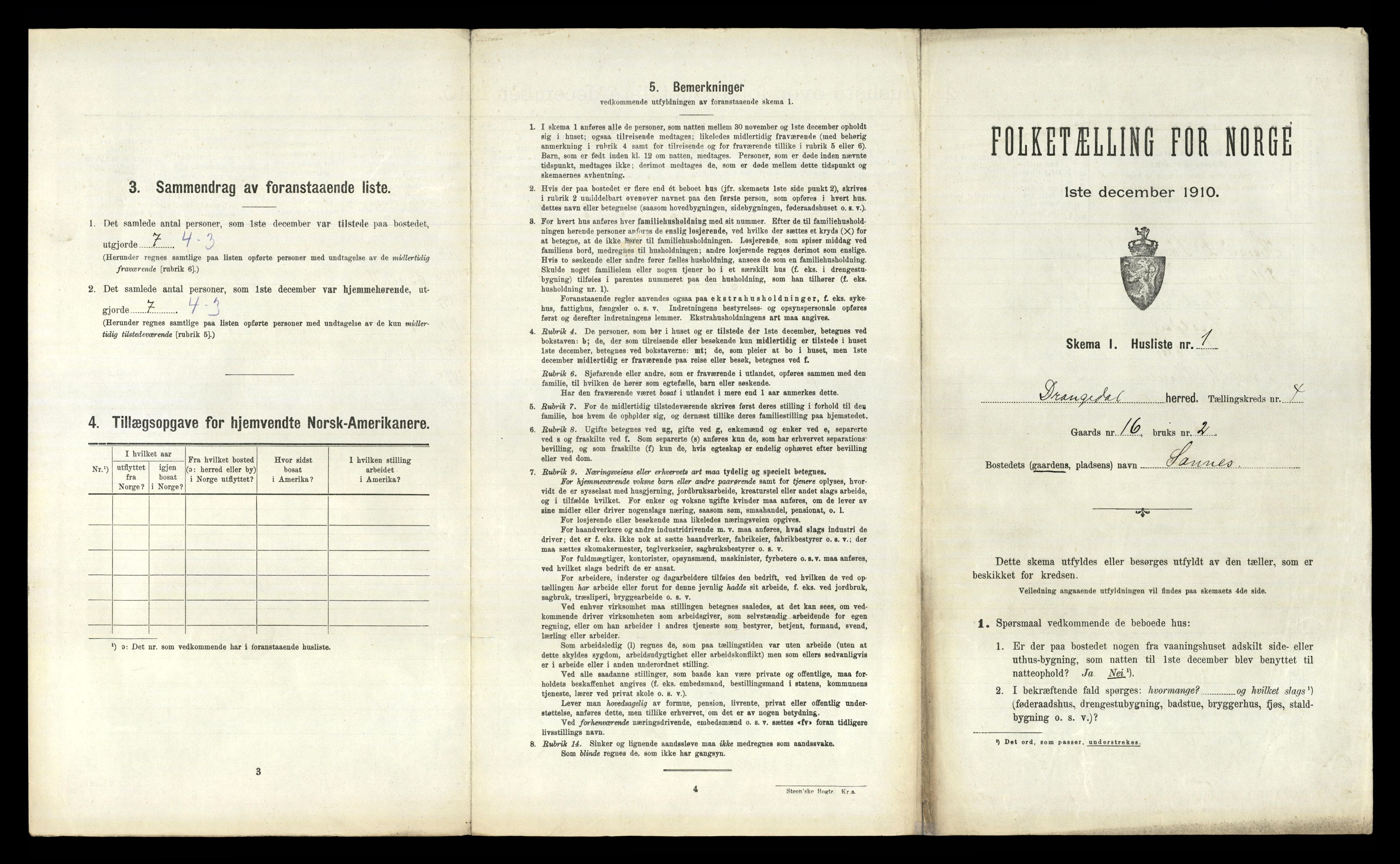 RA, 1910 census for Drangedal, 1910, p. 359