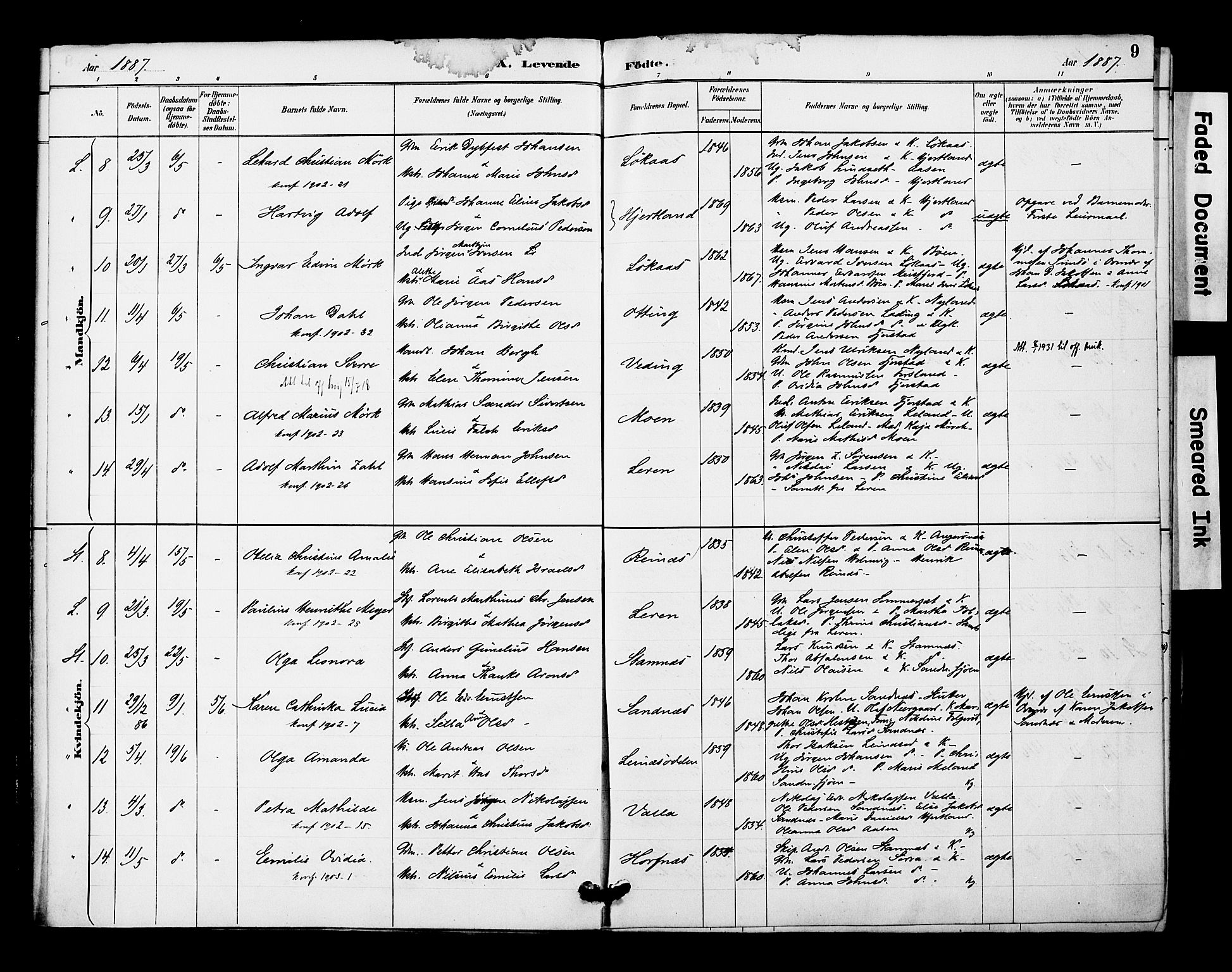 Ministerialprotokoller, klokkerbøker og fødselsregistre - Nordland, SAT/A-1459/831/L0471: Parish register (official) no. 831A02, 1886-1901, p. 9