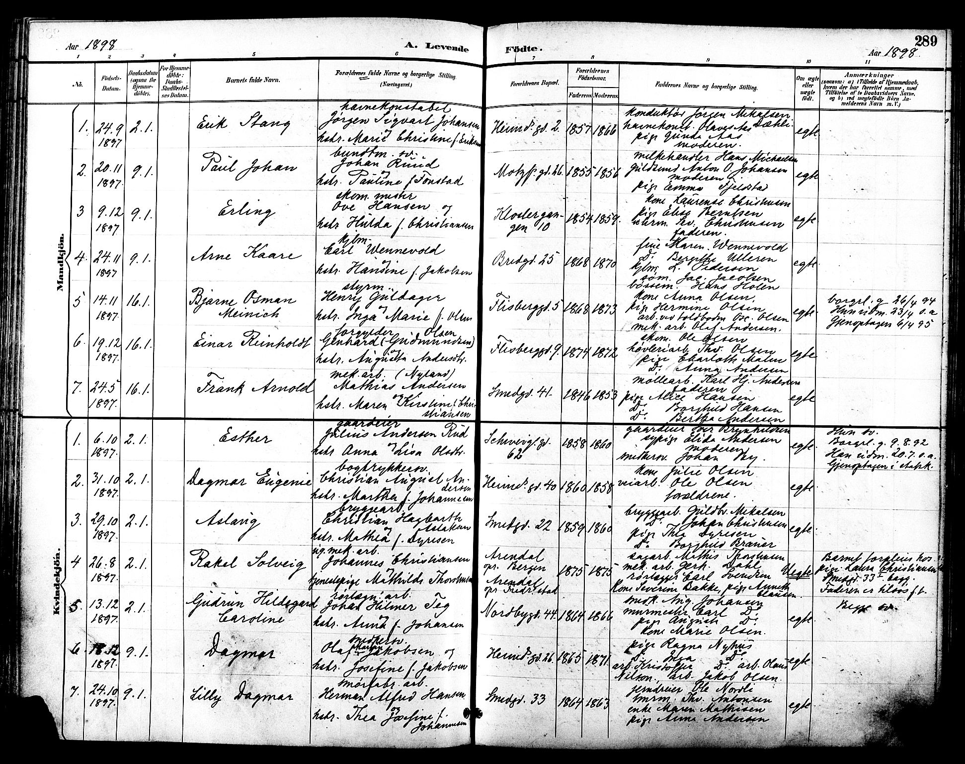 Grønland prestekontor Kirkebøker, SAO/A-10848/F/Fa/L0012: Parish register (official) no. 12, 1893-1900, p. 289